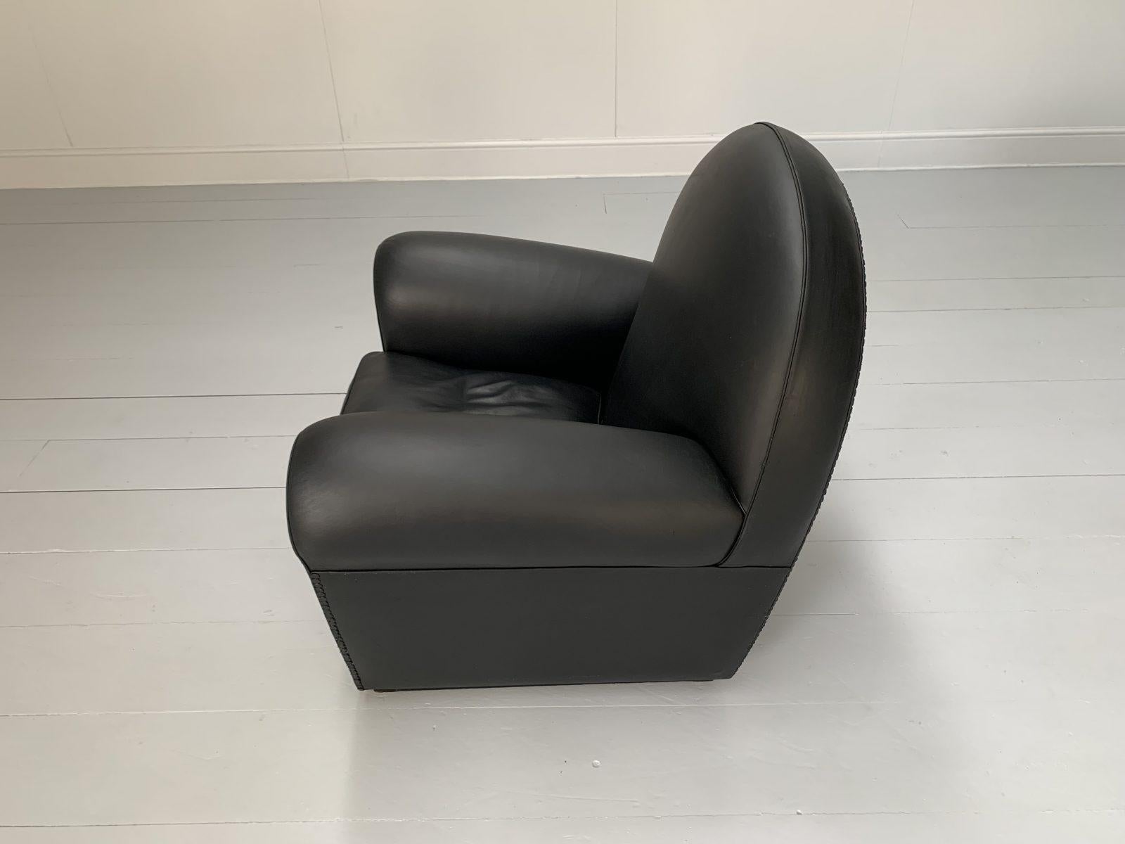 Paire de fauteuils Vanity Fair de Poltrona Frau - En cuir noir Pelle Frau en vente 8