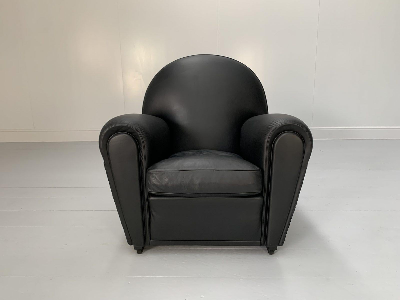 Pair of Poltrona Frau “Vanity Fair” Armchairs – In “Pelle Frau” Black Leather For Sale 2