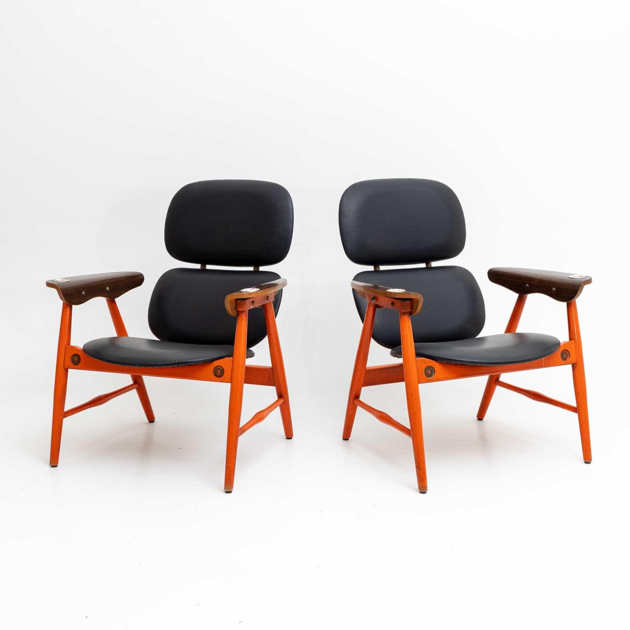 Mid-Century Modern Pair of Poltronova Armchairs with Ashtrays, Italy 1960s For Sale