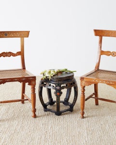 Pair of Polychrome Garden Seats or Drink Tables