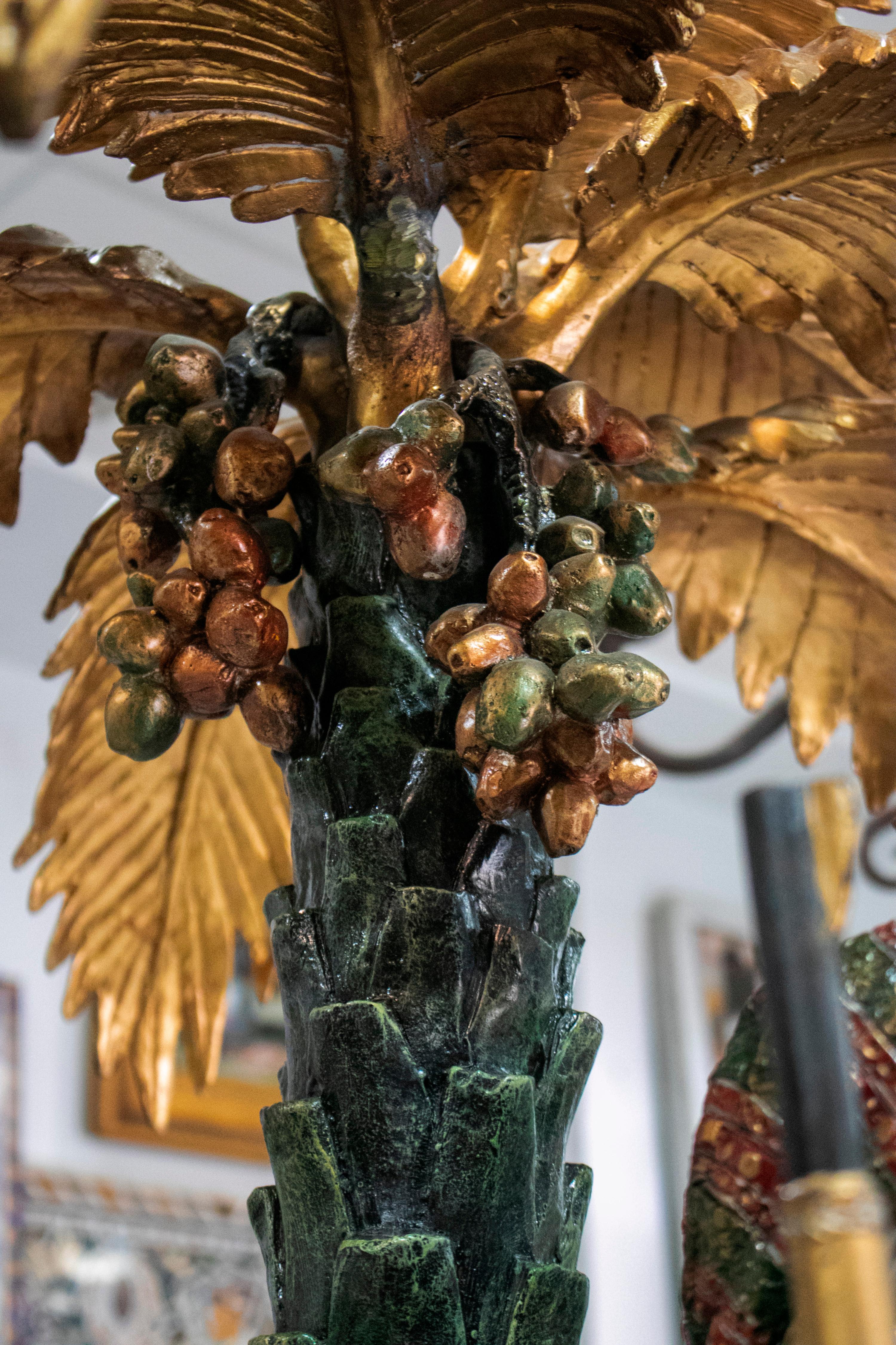 Pair of Polychrome Gilded Bronze Arab Hunters and Palms Sculptures on Pedestals 7