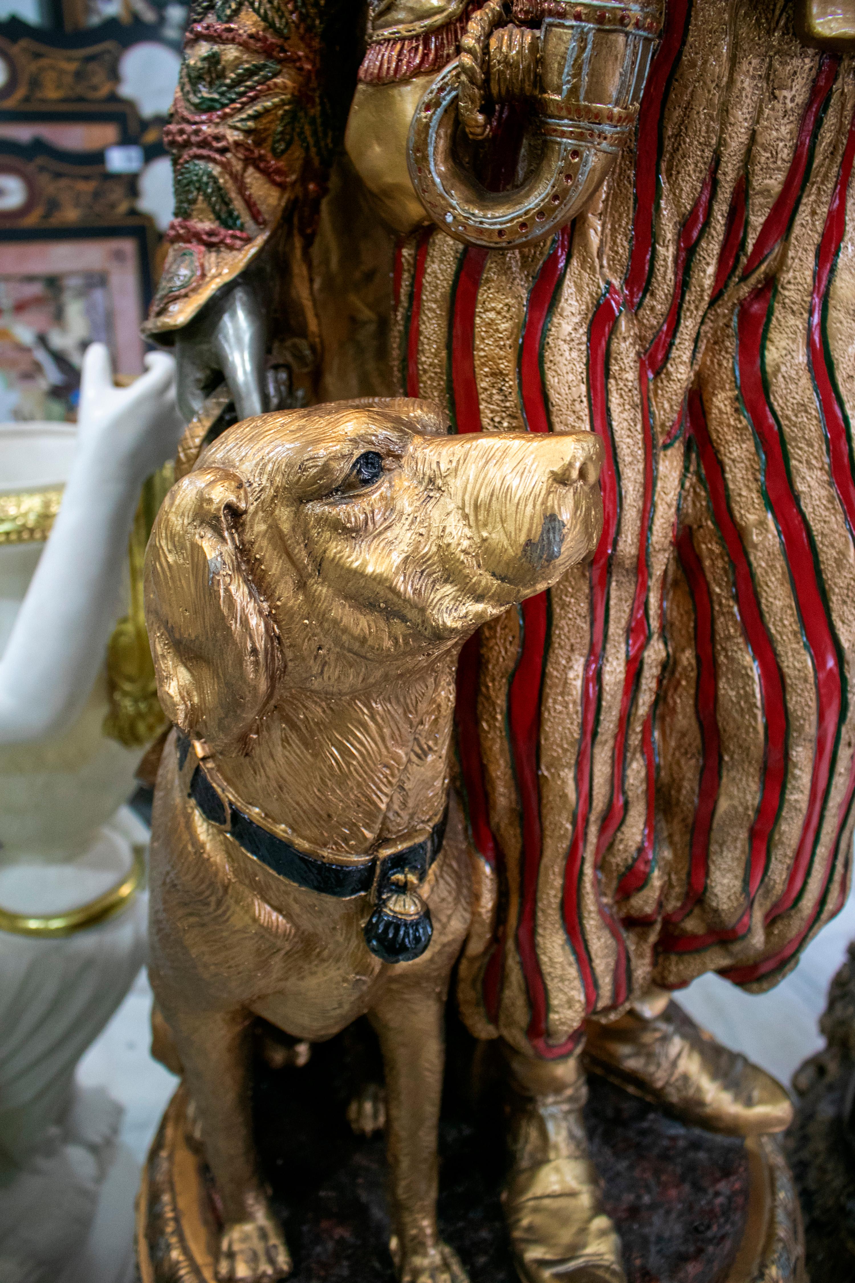 Pair of Polychrome Gilded Bronze Arab Hunters and Palms Sculptures on Pedestals 12