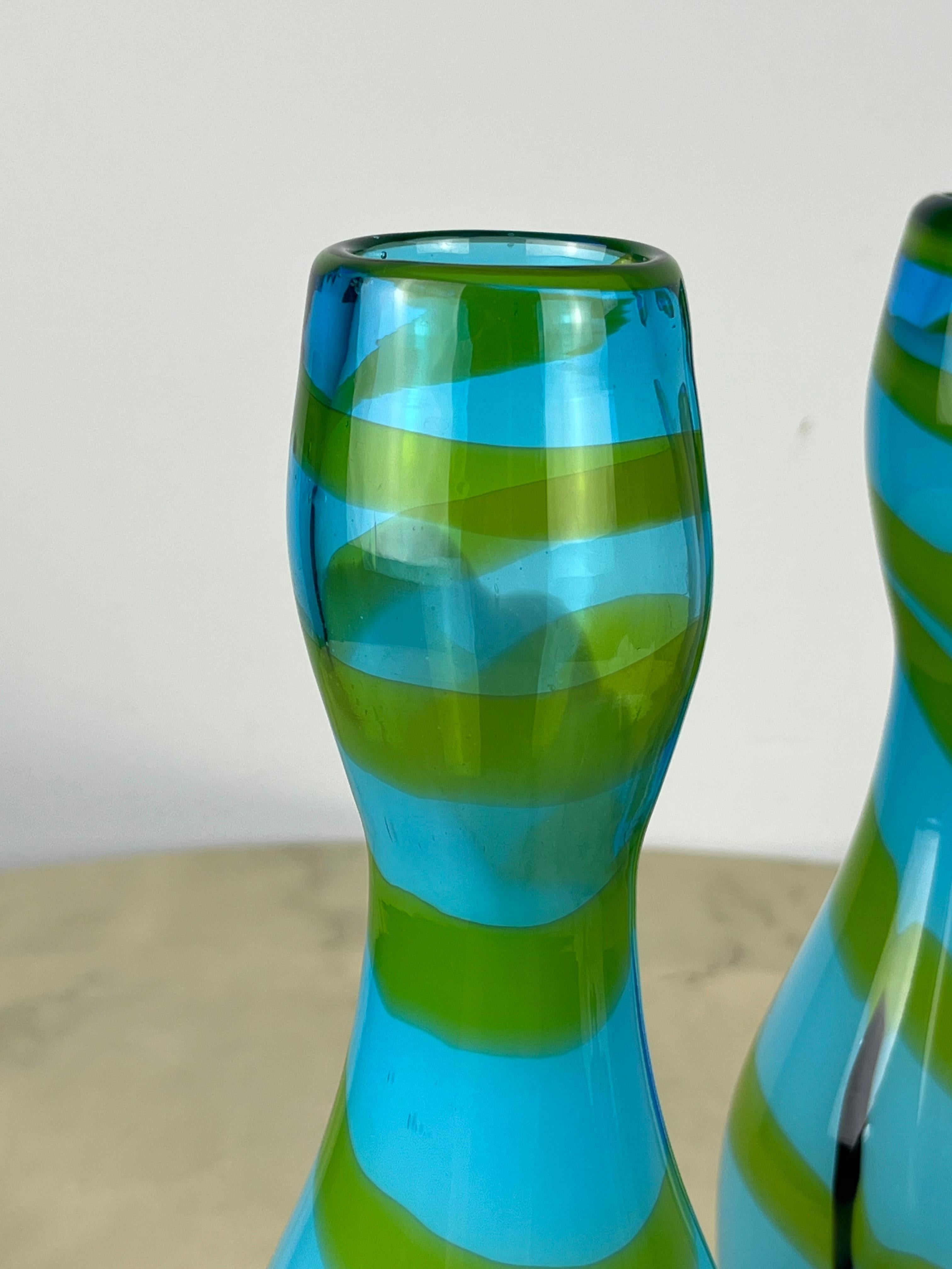 Italian Pair of Polychrome Murano Vases Attributed To Gio Ponti 1970s For Sale