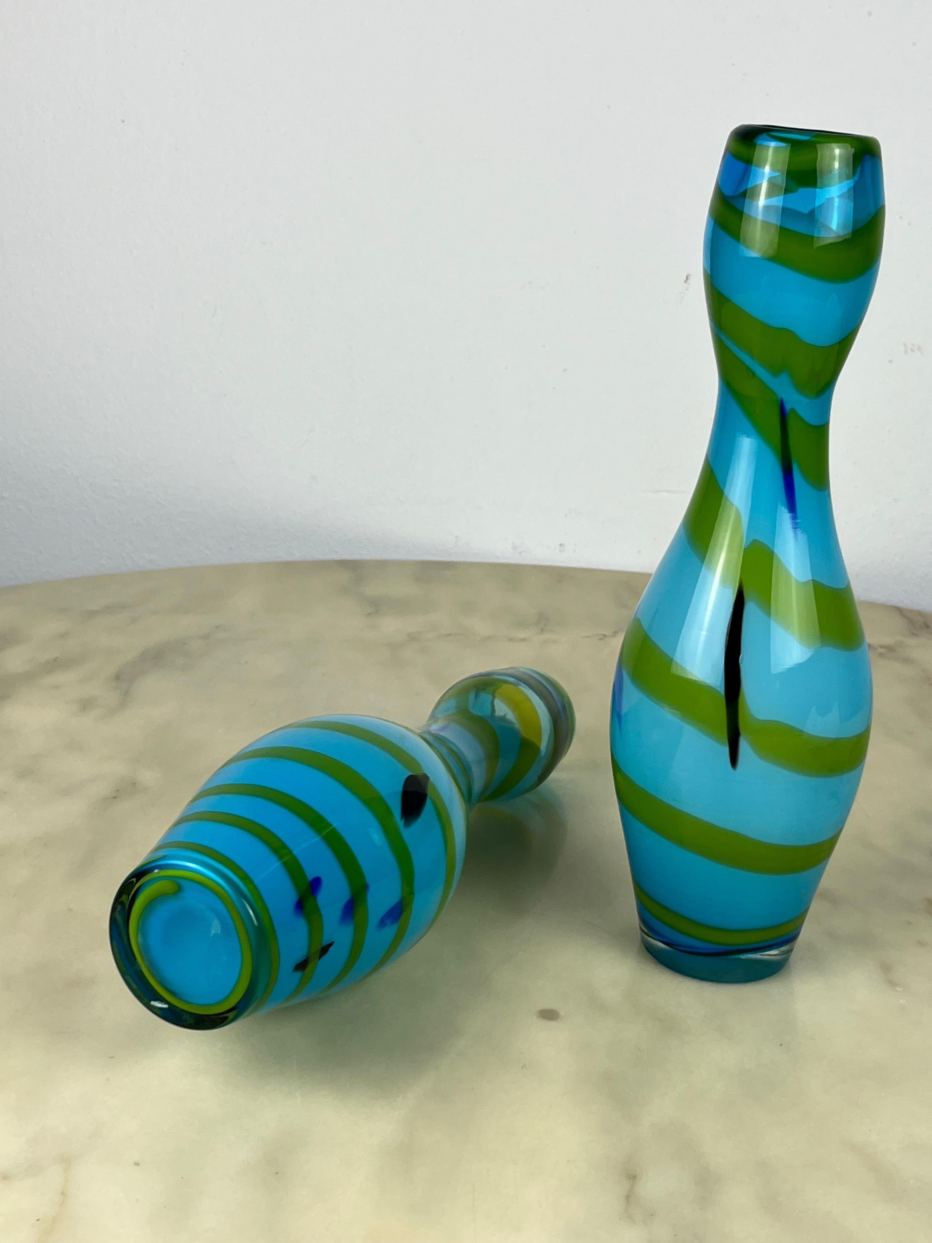 Pair of Polychrome Murano Vases Attributed To Gio Ponti 1970s In Excellent Condition For Sale In Palermo, IT