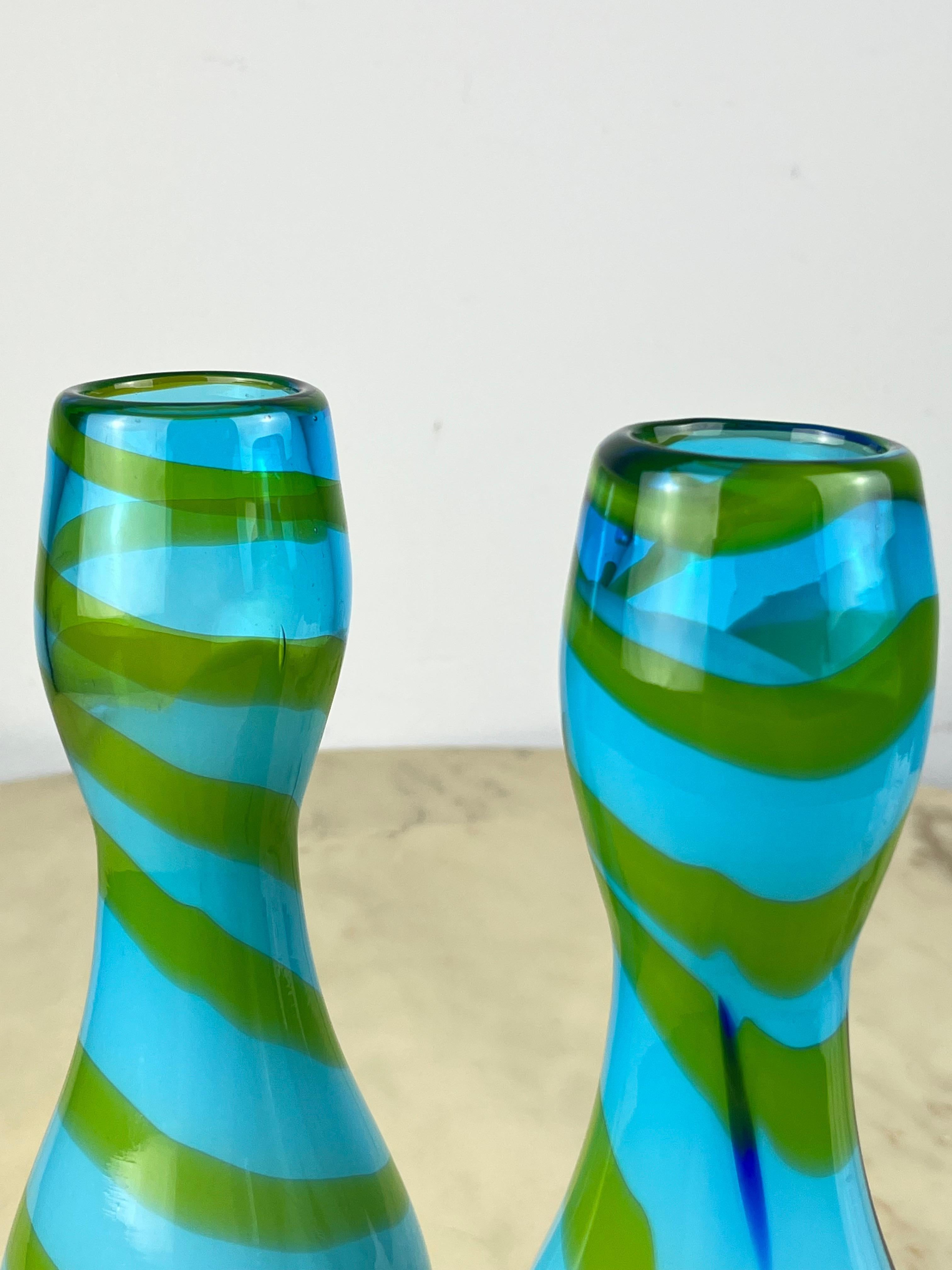 Pair of Polychrome Murano Vases Attributed To Gio Ponti 1970s For Sale 1