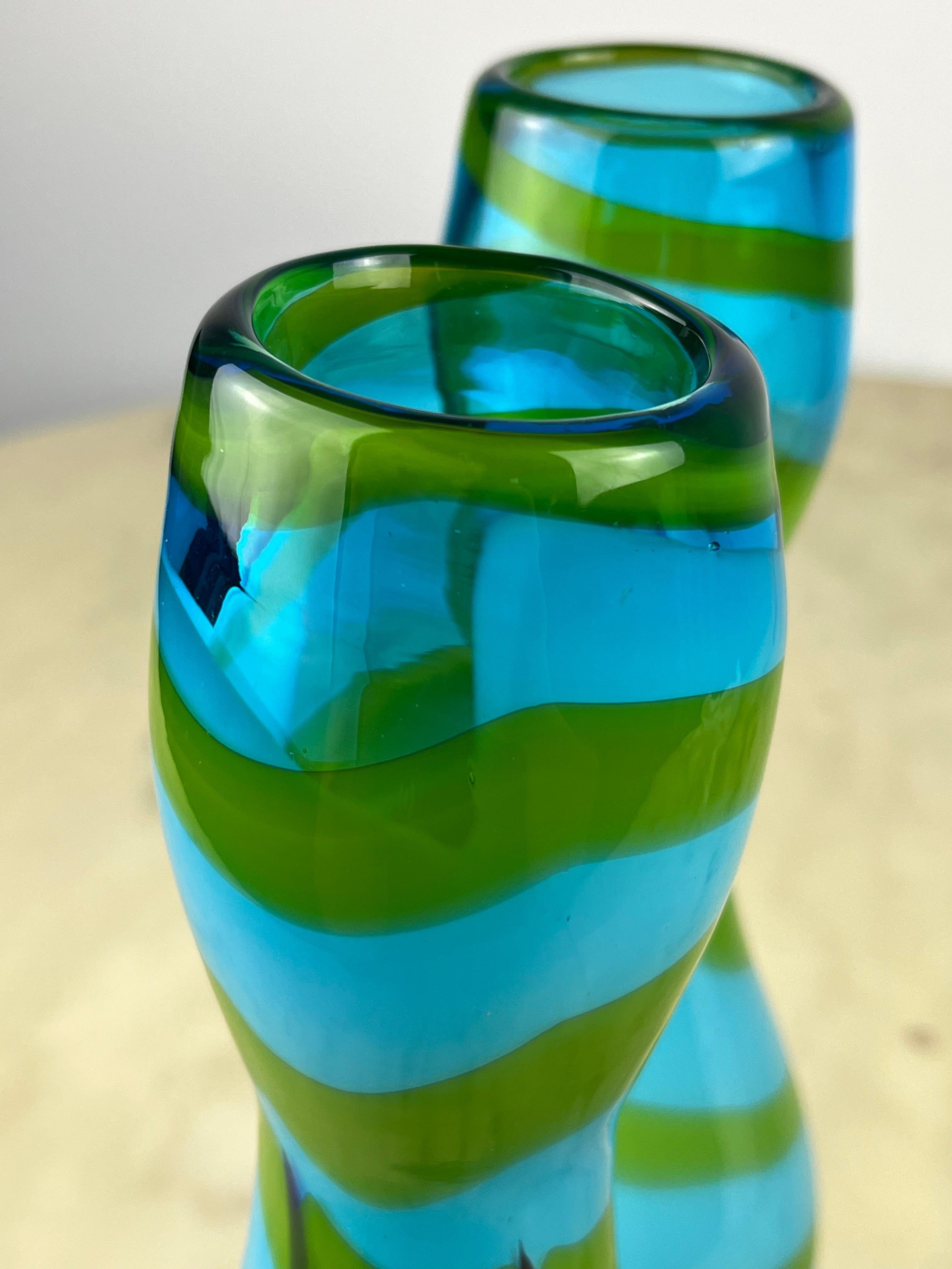 Pair of Polychrome Murano Vases Attributed To Gio Ponti 1970s For Sale 2