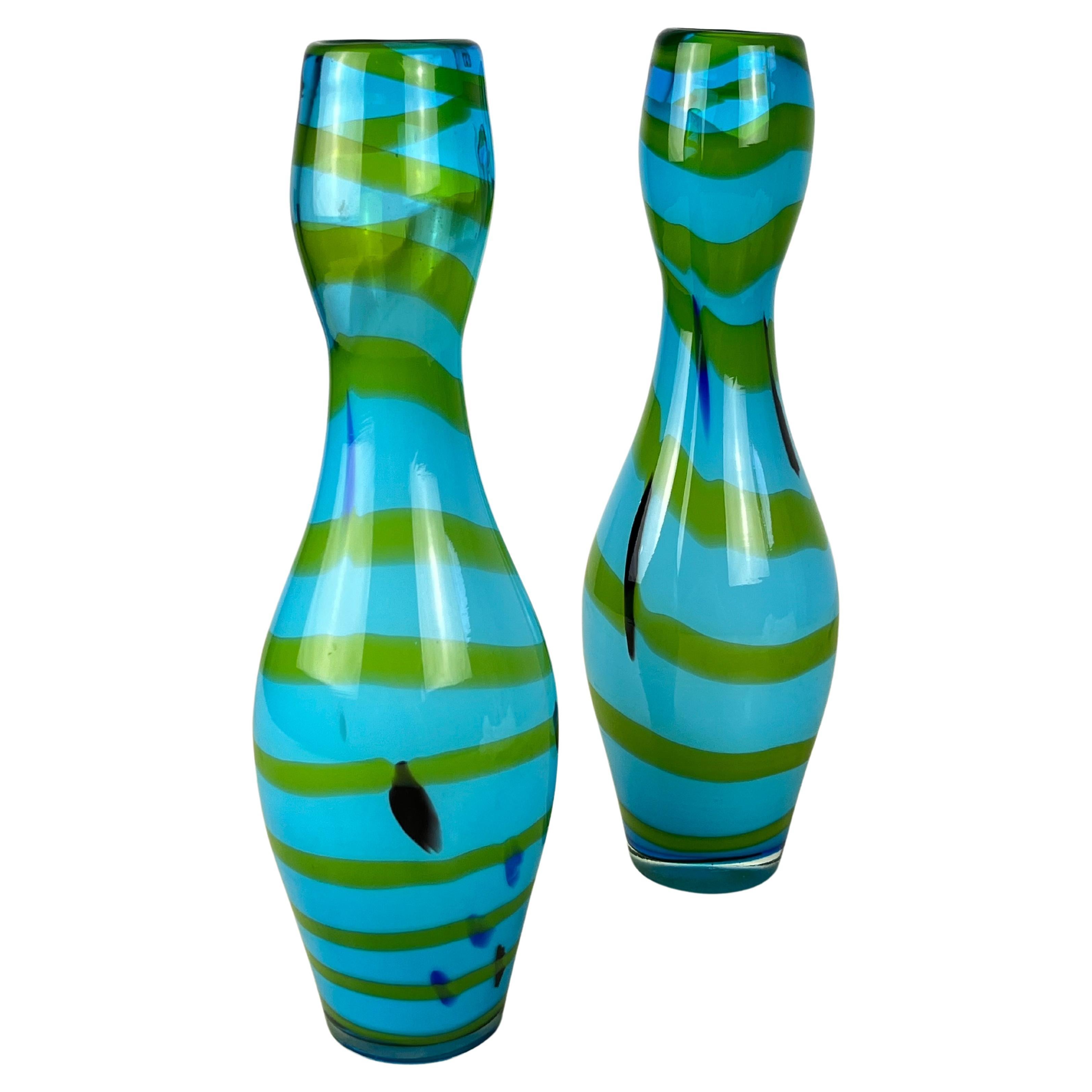 Pair of Polychrome Murano Vases Attributed To Gio Ponti 1970s For Sale
