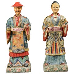 Pair of Polychrome Painted Chinoiserie Figures
