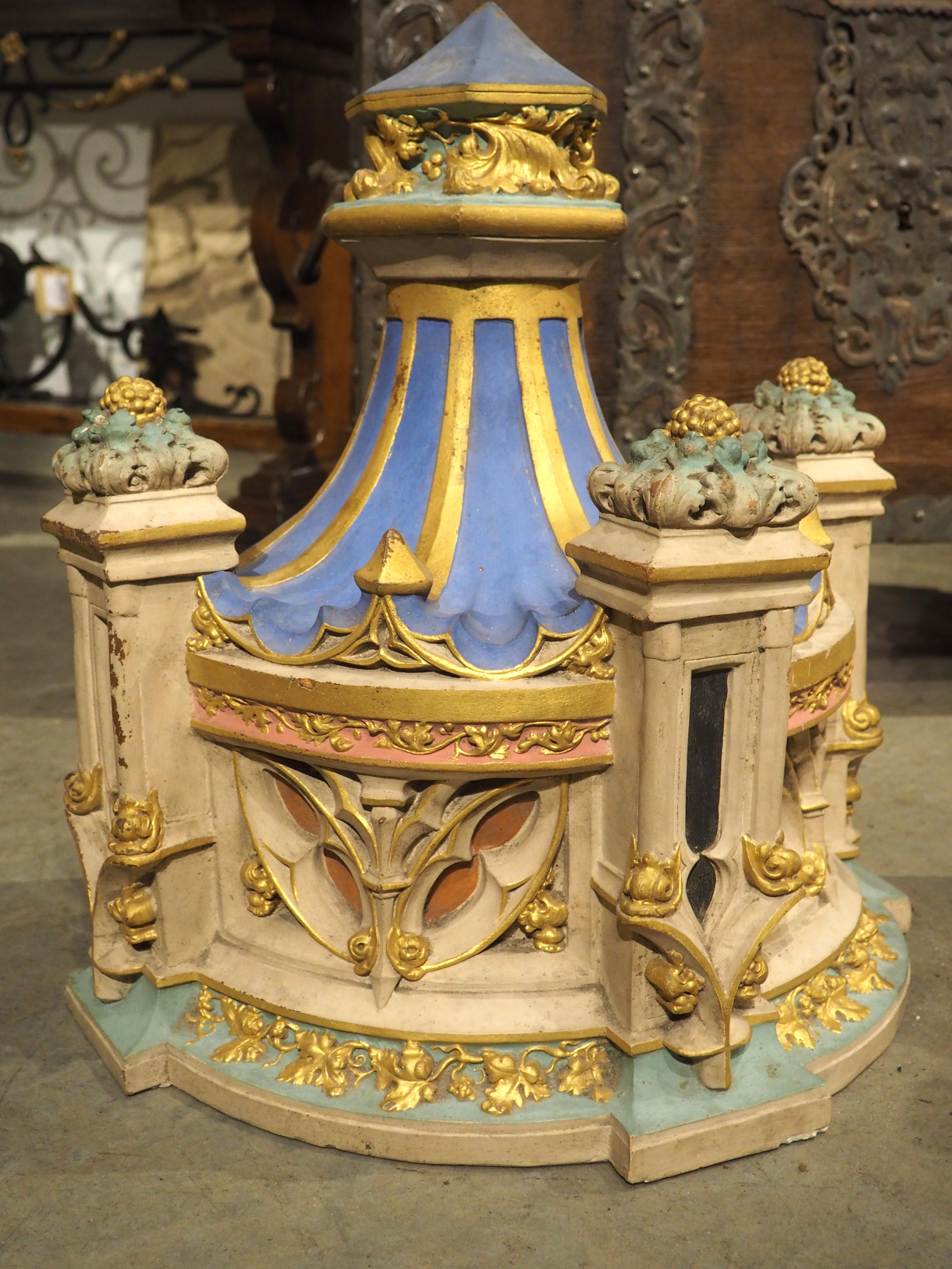 Pair of Polychrome Terra Cotta Architecturals or Wall Consoles, France, C. 1850 For Sale 4