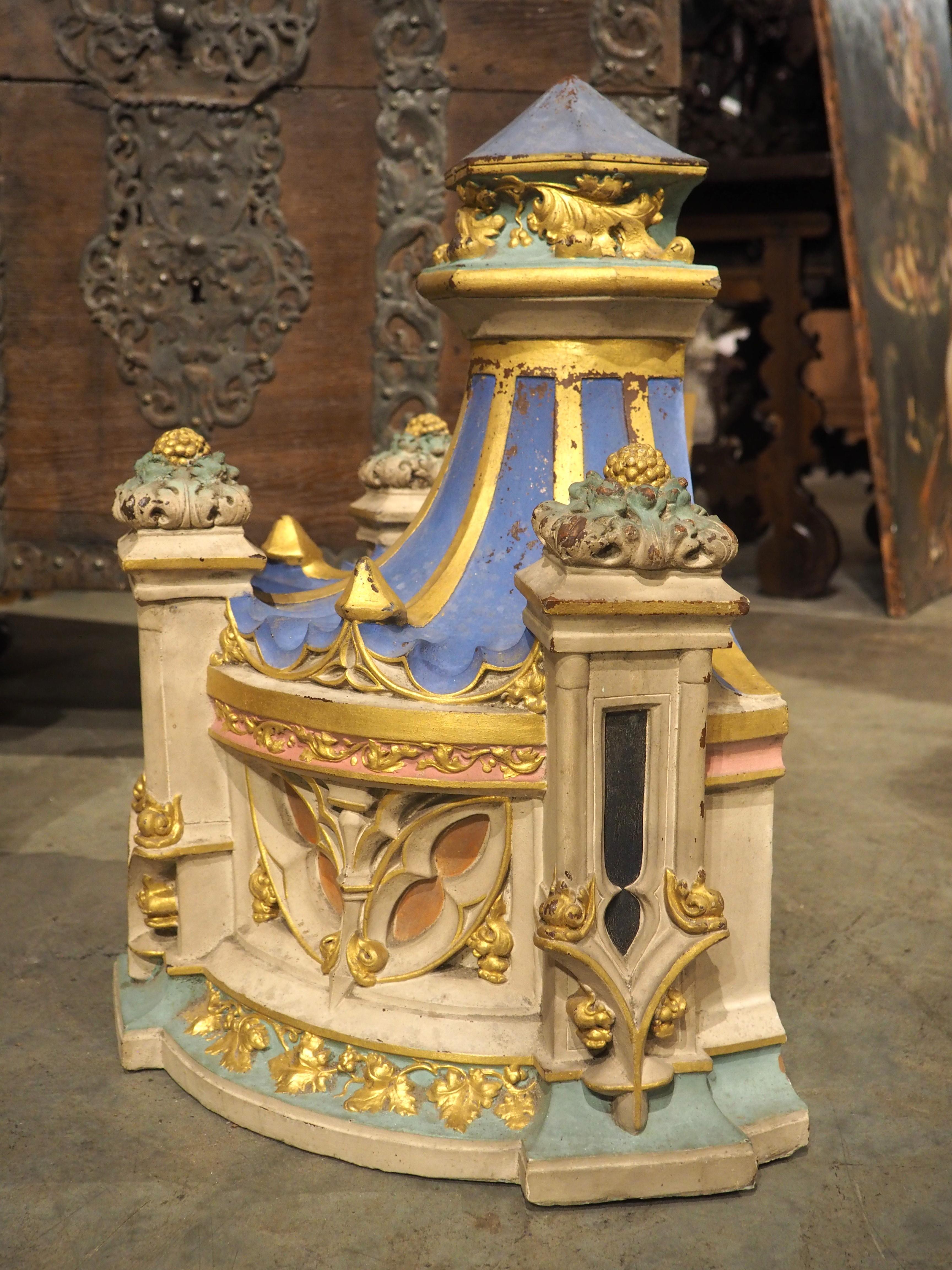 Pair of Polychrome Terra Cotta Architecturals or Wall Consoles, France, C. 1850 For Sale 5