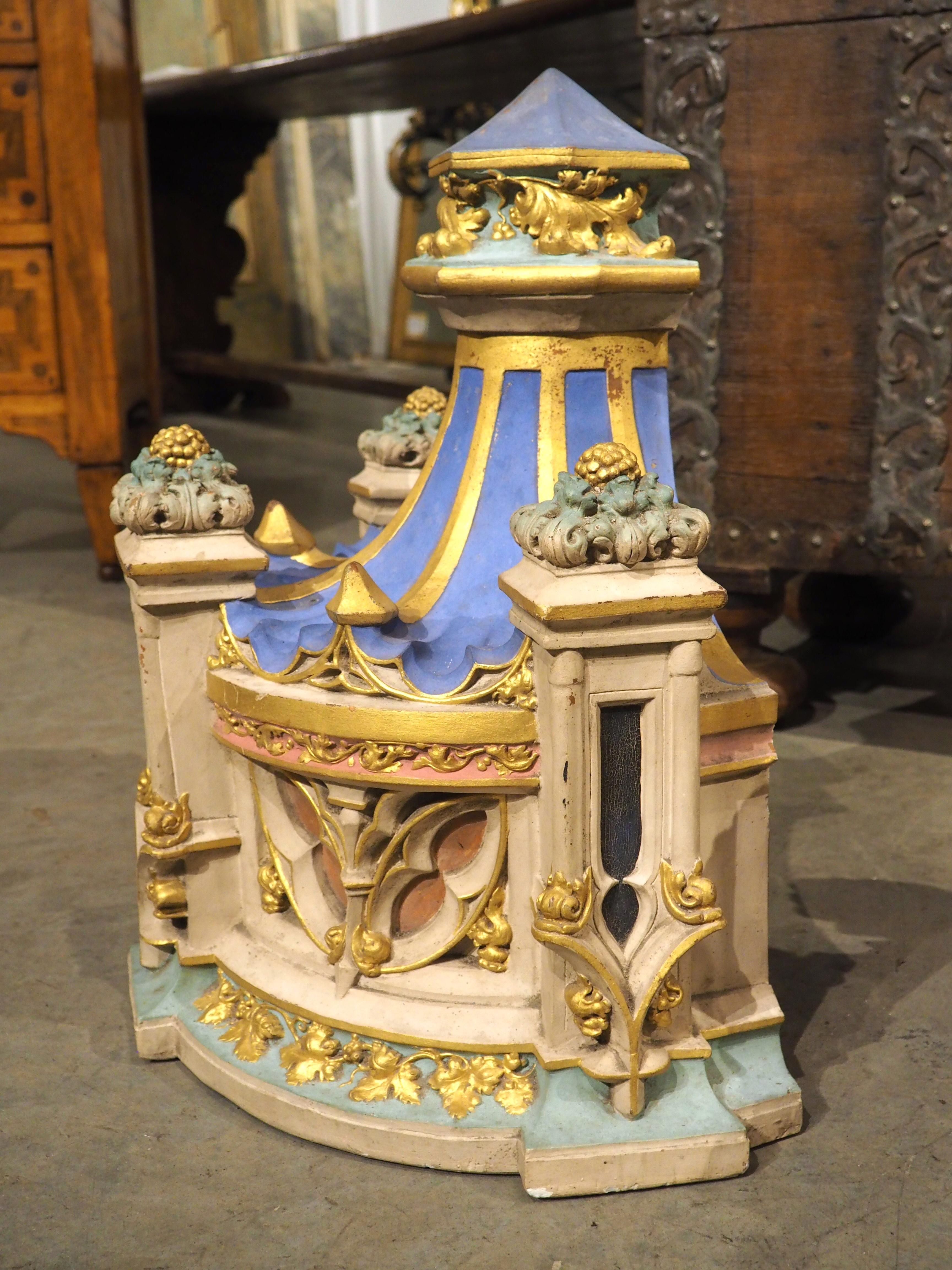 Pair of Polychrome Terra Cotta Architecturals or Wall Consoles, France, C. 1850 For Sale 7