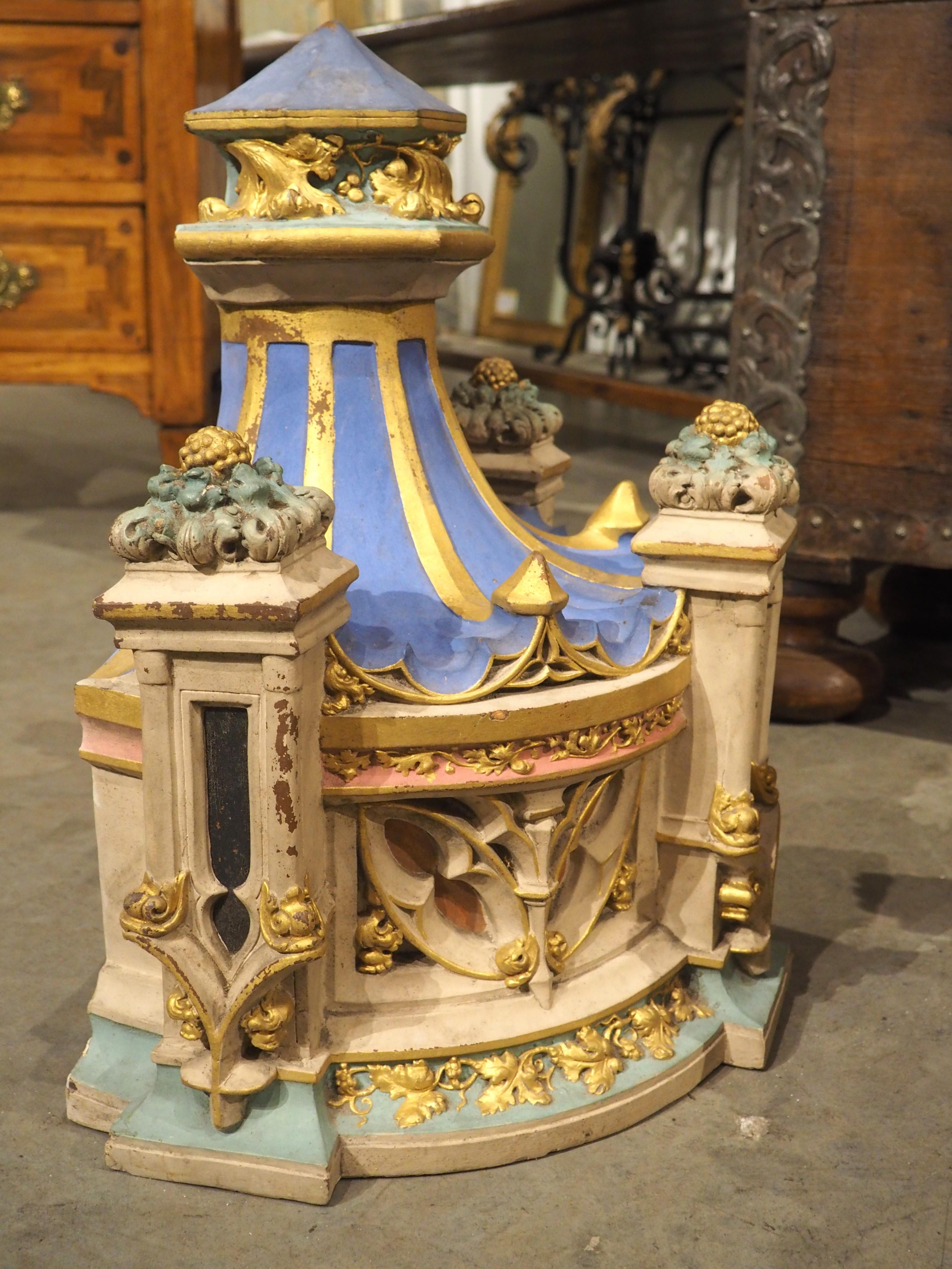 Pair of Polychrome Terra Cotta Architecturals or Wall Consoles, France, C. 1850 For Sale 8