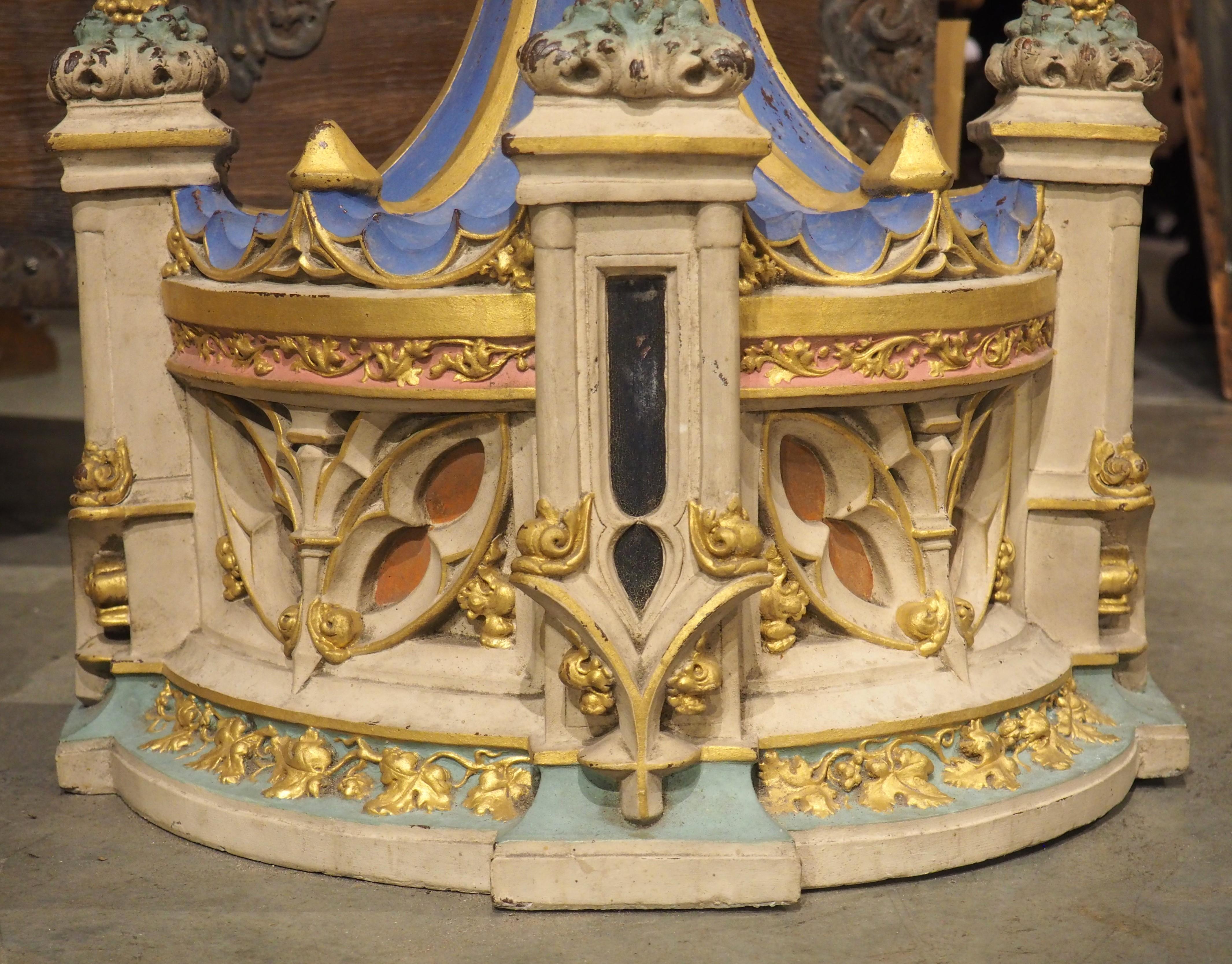 Hand-Painted Pair of Polychrome Terra Cotta Architecturals or Wall Consoles, France, C. 1850 For Sale