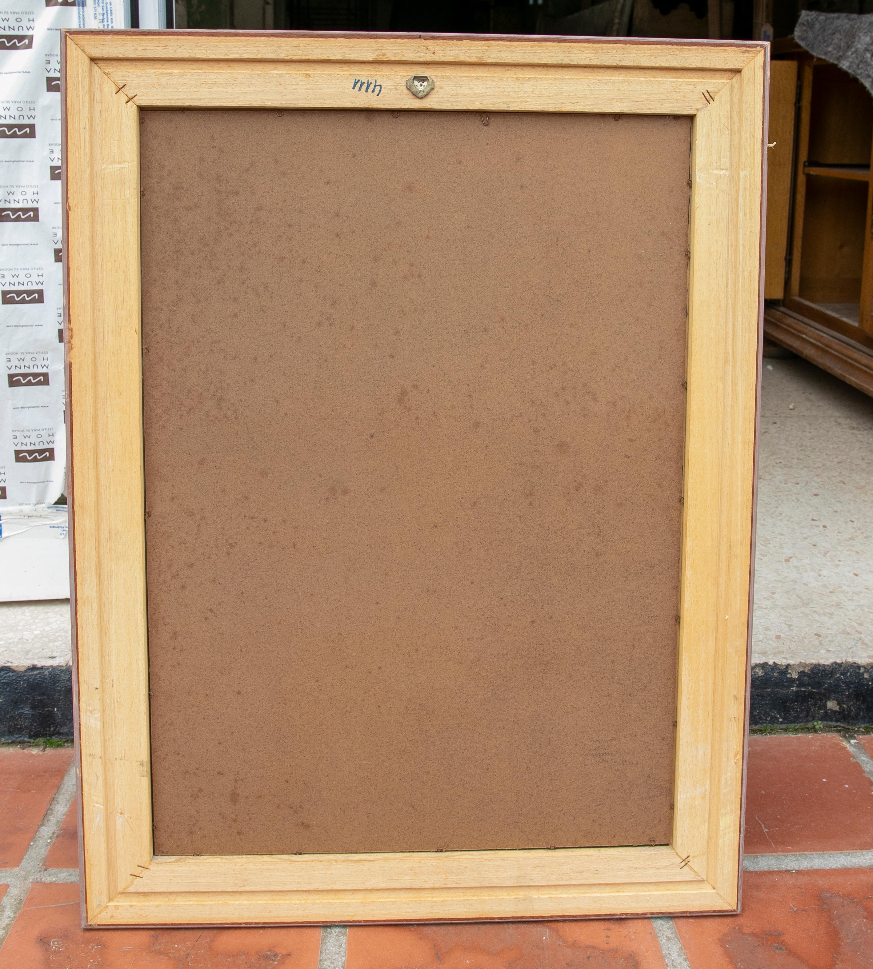 Pair of Polychrome Wooden Mirrors with Flower Scenes  For Sale 2