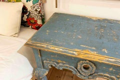 Pair of Polychromed Wooden Consoles in Blue Tone with Claw Feet