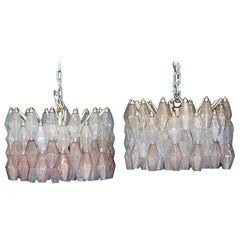 Pair of Polyhedr Venini Glass Chandelier Lamp Light Poliedri by Carlo Scarpa