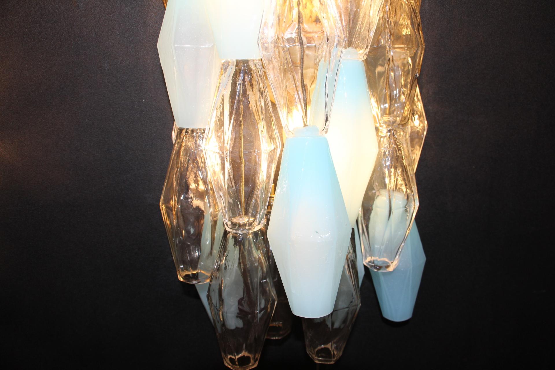 Pair of Polyhedral Sconces in Murano Glass, Venini Style 6