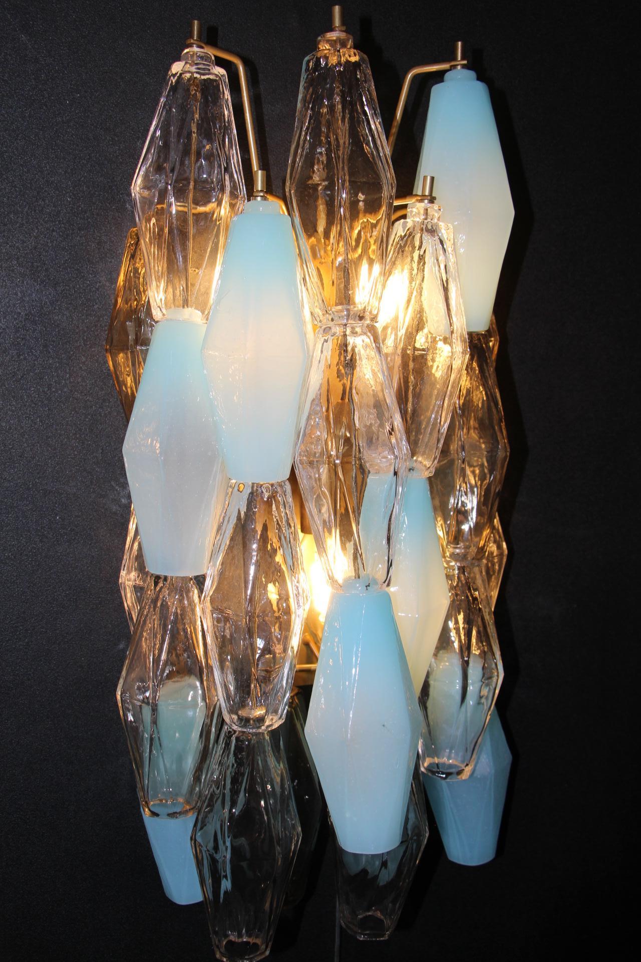Pair of Polyhedral Sconces in Murano Glass, Venini Style 7
