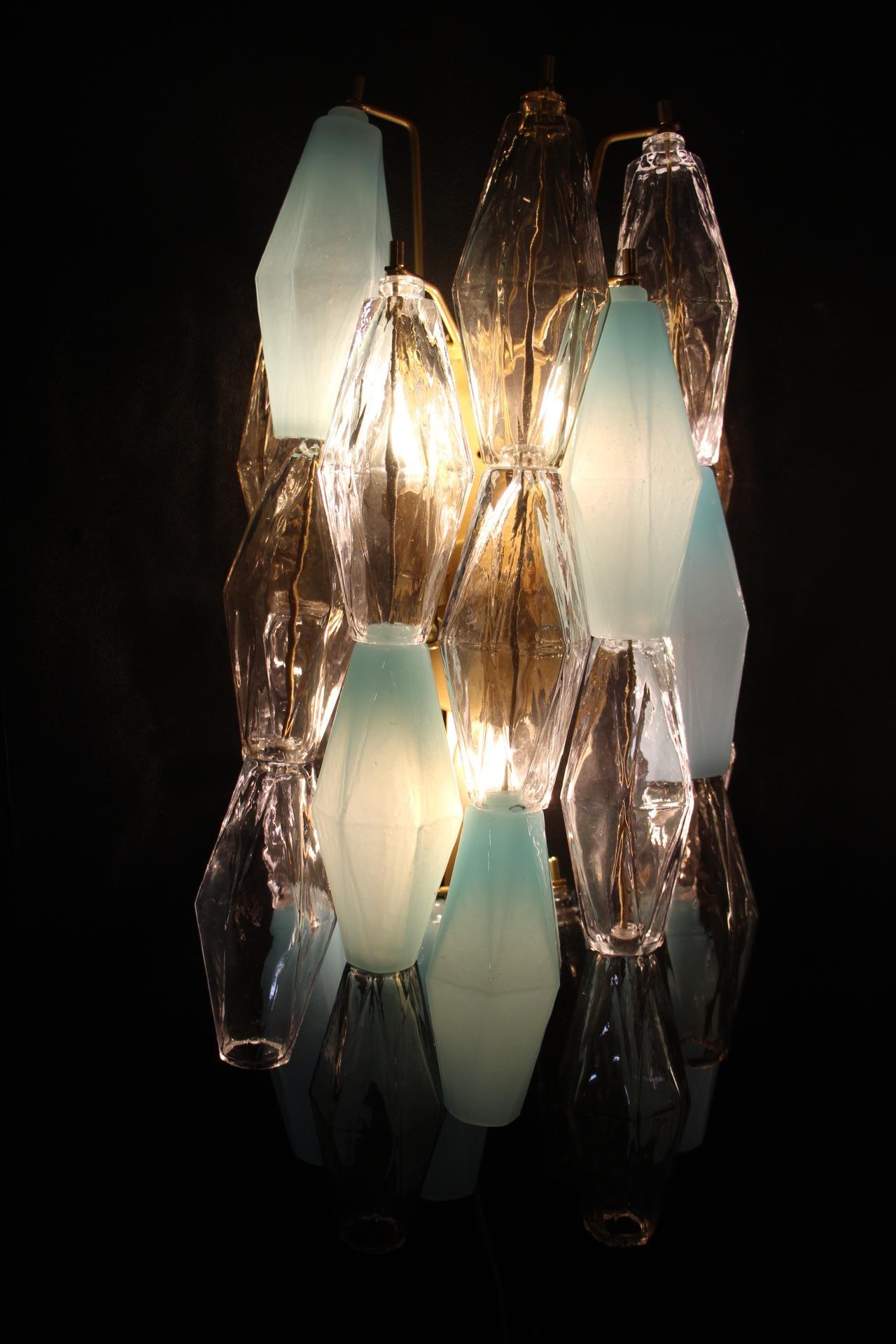 Pair of Polyhedral Sconces in Murano Glass, Venini Style 8