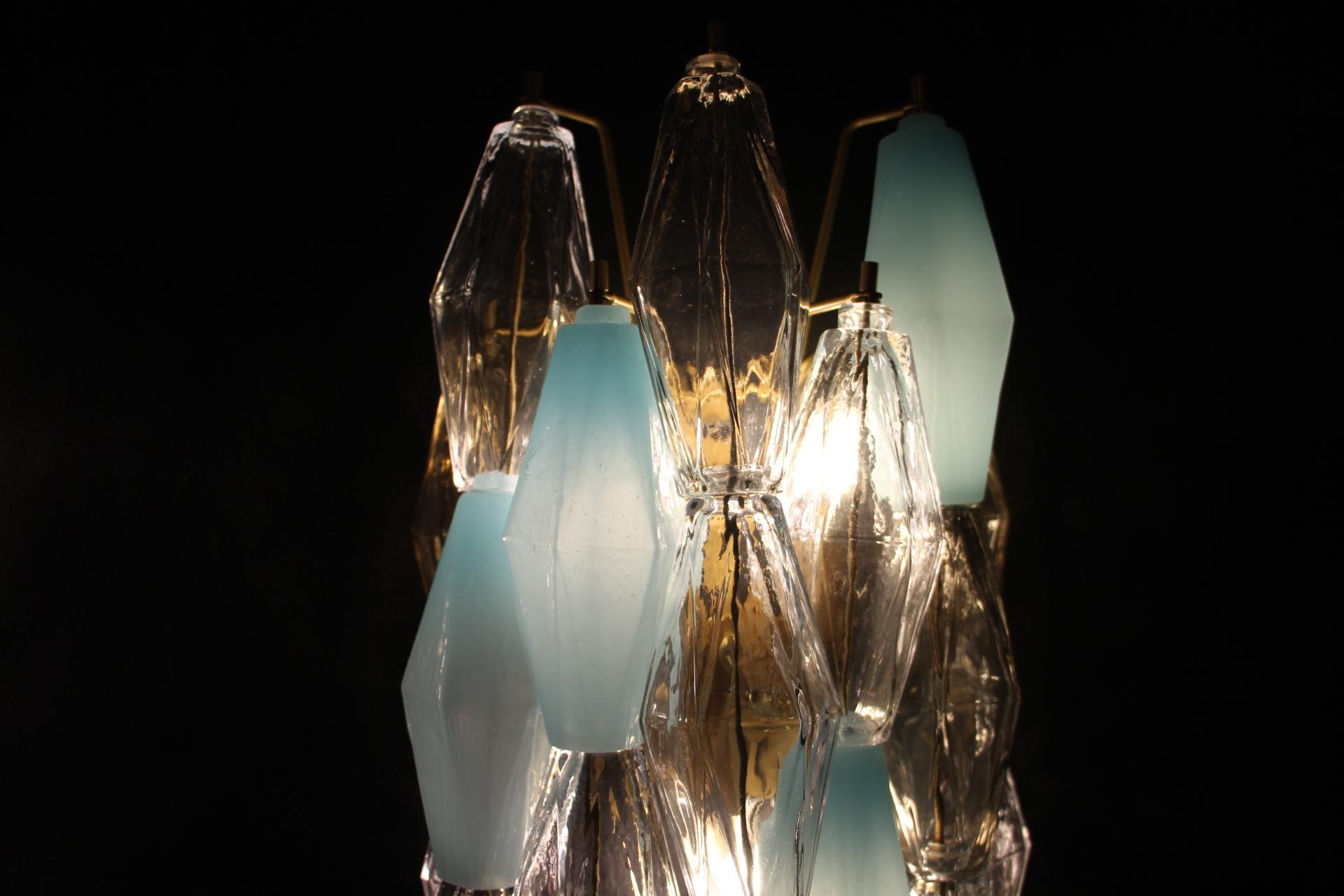 Pair of Polyhedral Sconces in Murano Glass, Venini Style 9
