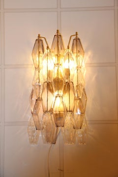 Pair of Polyhedral Sconces in Murano Glass, Venini Style