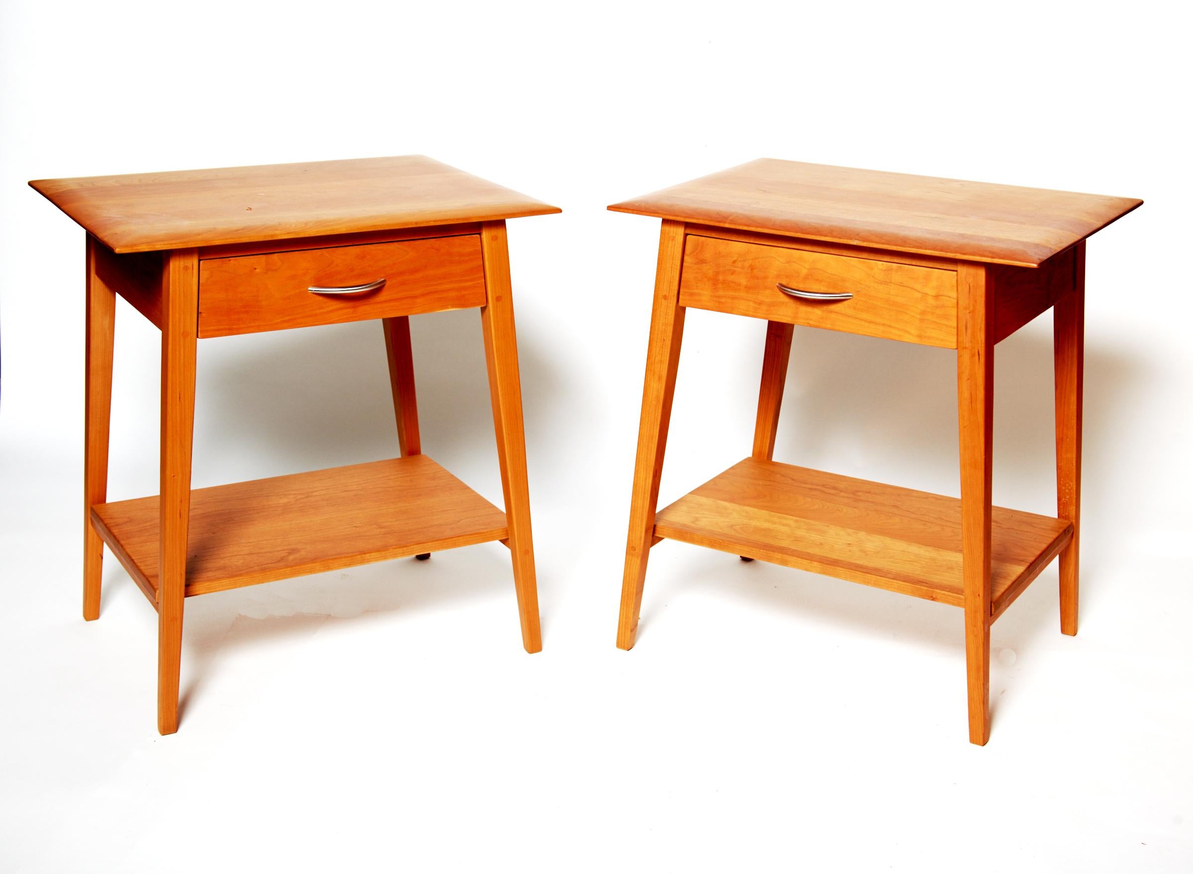 Pair of Pompanoosuc Mills Cherry End Tables, Handcrafted in Vermont 9
