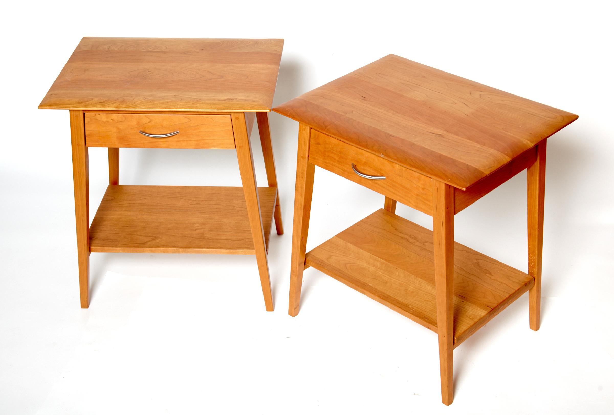 Pair of Pompanoosuc Mills Cherry End Tables, Handcrafted in Vermont 11