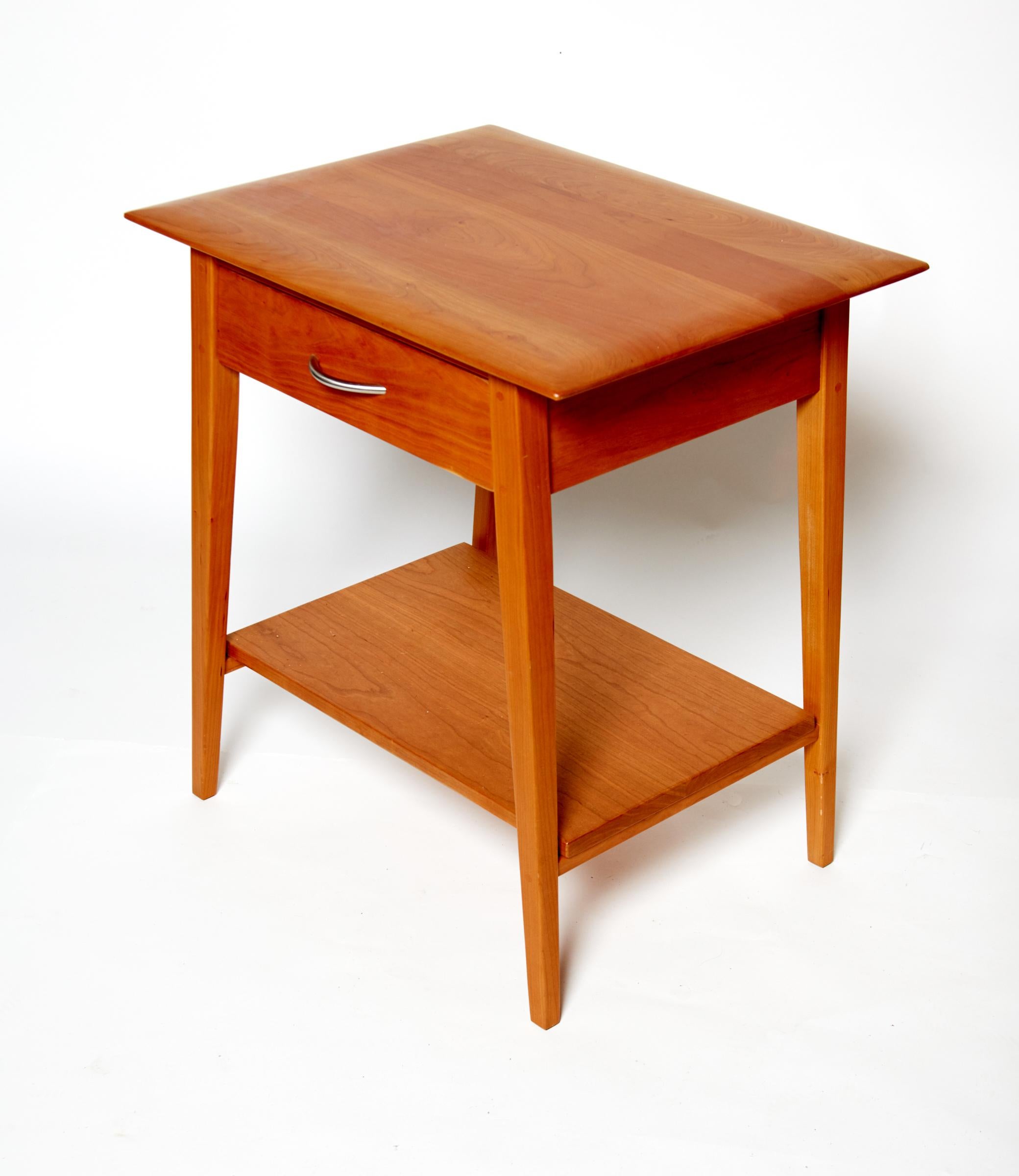 Contemporary Pair of Pompanoosuc Mills Cherry End Tables, Handcrafted in Vermont