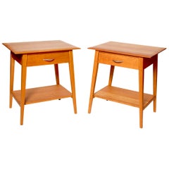 Pair of Pompanoosuc Mills Cherry End Tables, Handcrafted in Vermont