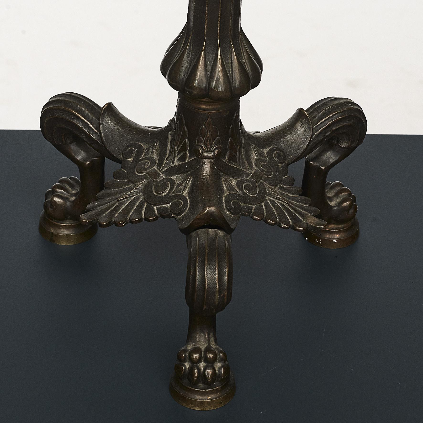 Pair of Pompeian Style Patinated Bronze Candelabras 4