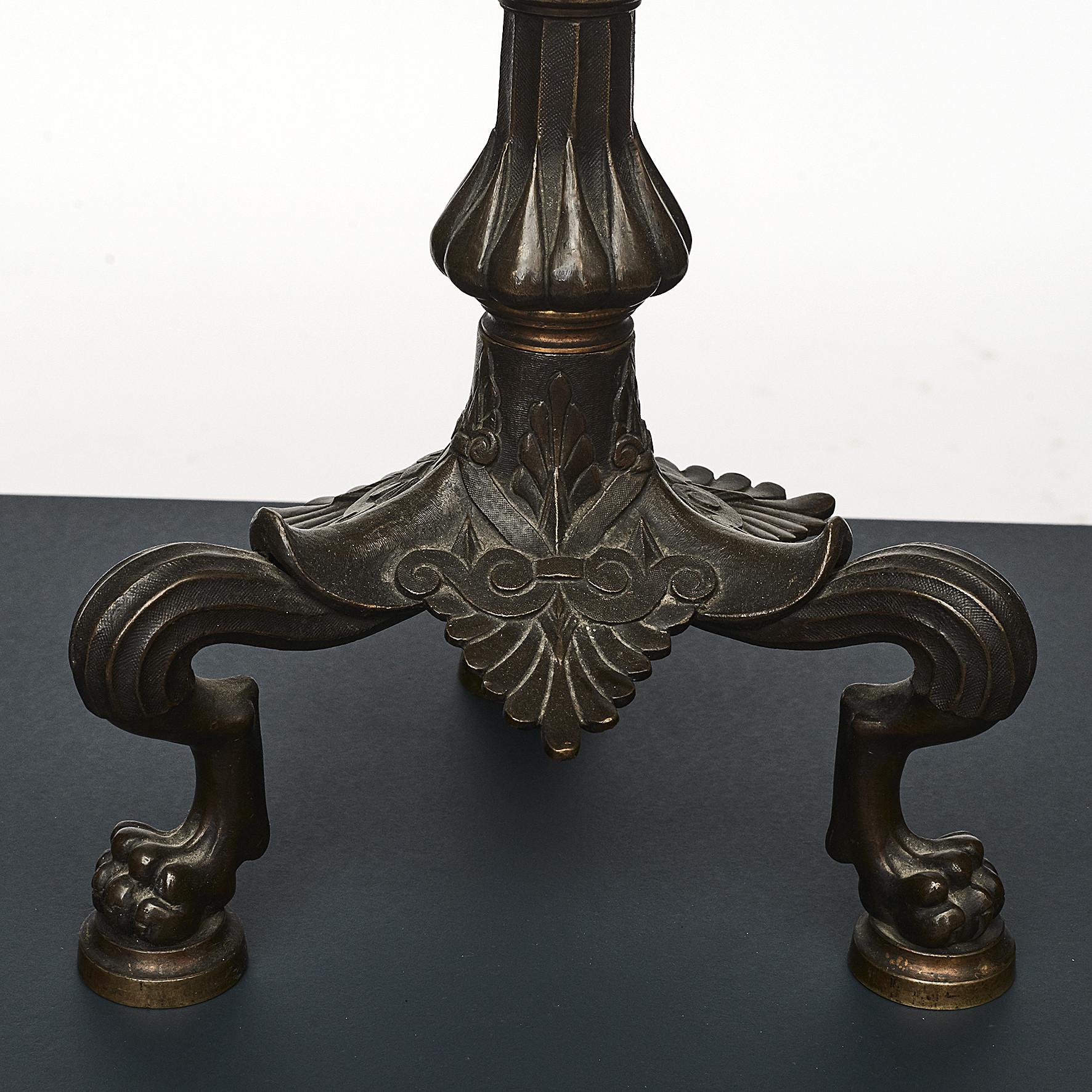 Pair of Pompeian Style Patinated Bronze Candelabras For Sale 5
