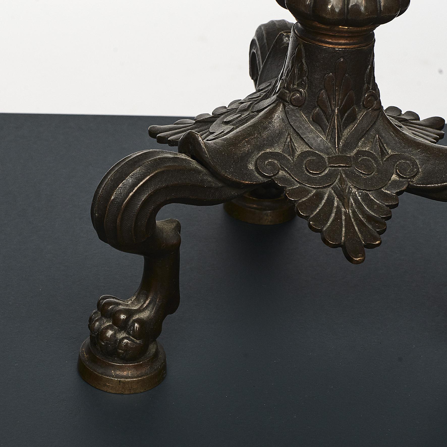 Pair of Pompeian Style Patinated Bronze Candelabras For Sale 6