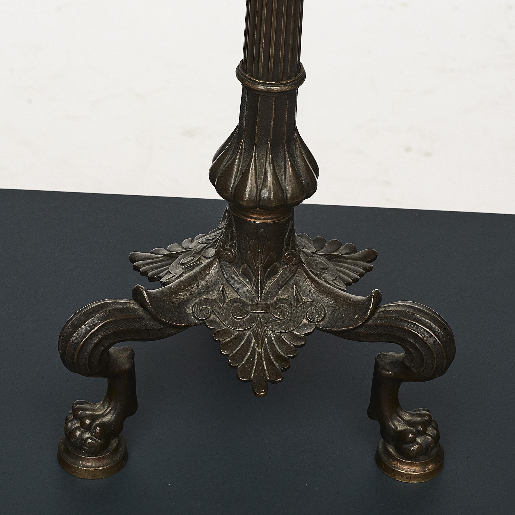 Pair of Pompeian Style Patinated Bronze Candelabras For Sale 3