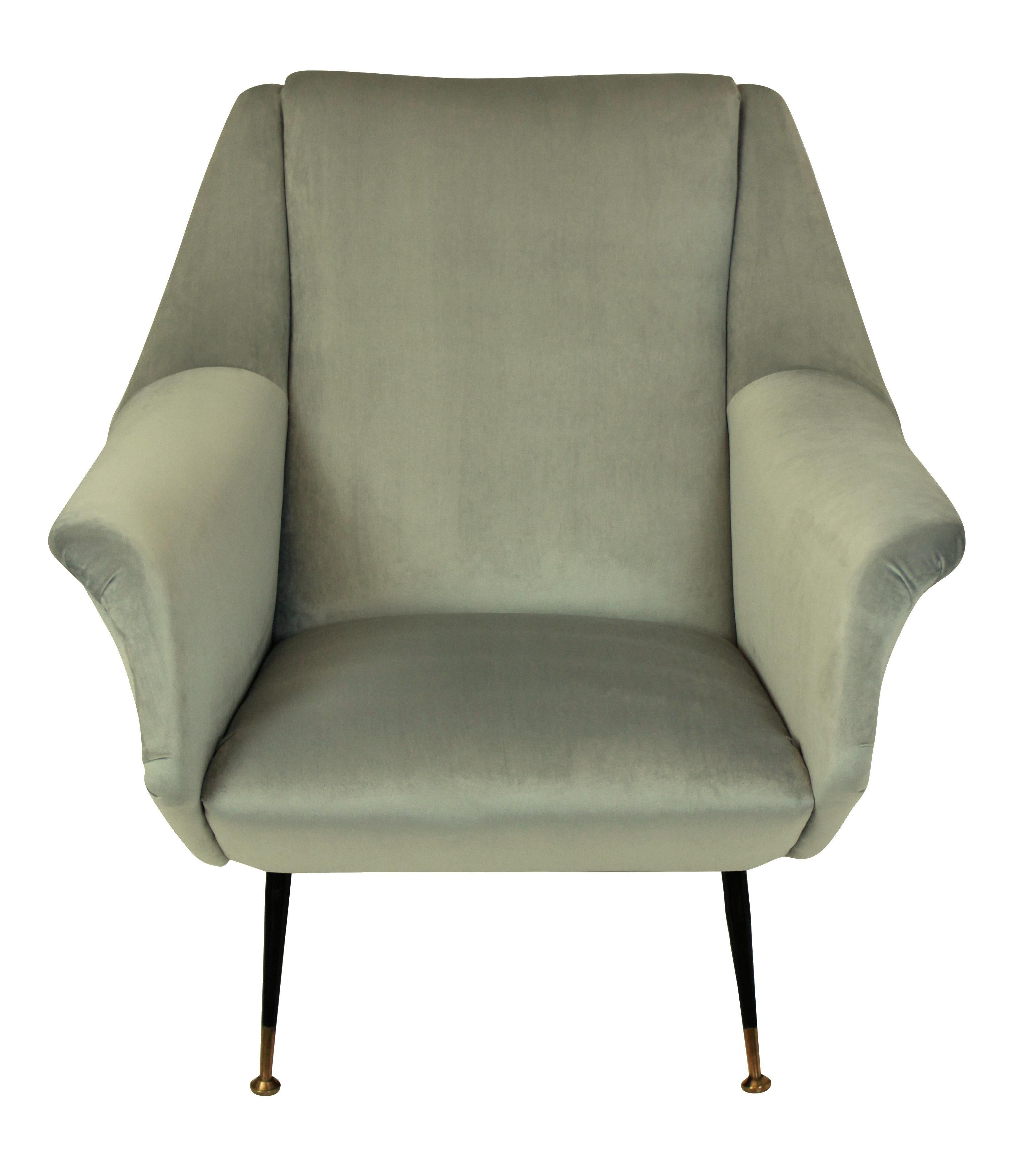Mid-Century Modern Pair of Ponti Style Midcentury Armchairs