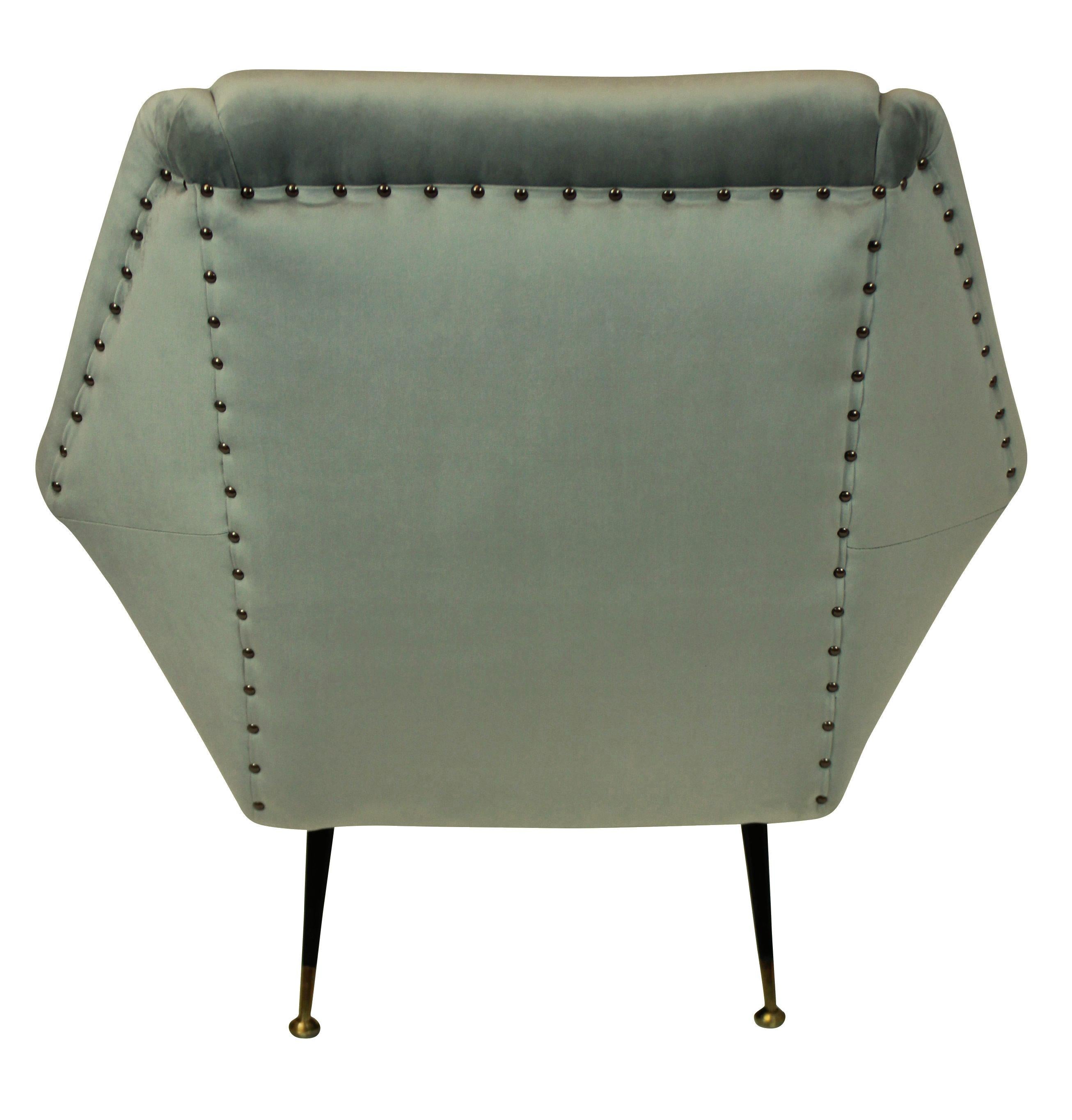 Italian Pair of Ponti Style Midcentury Armchairs