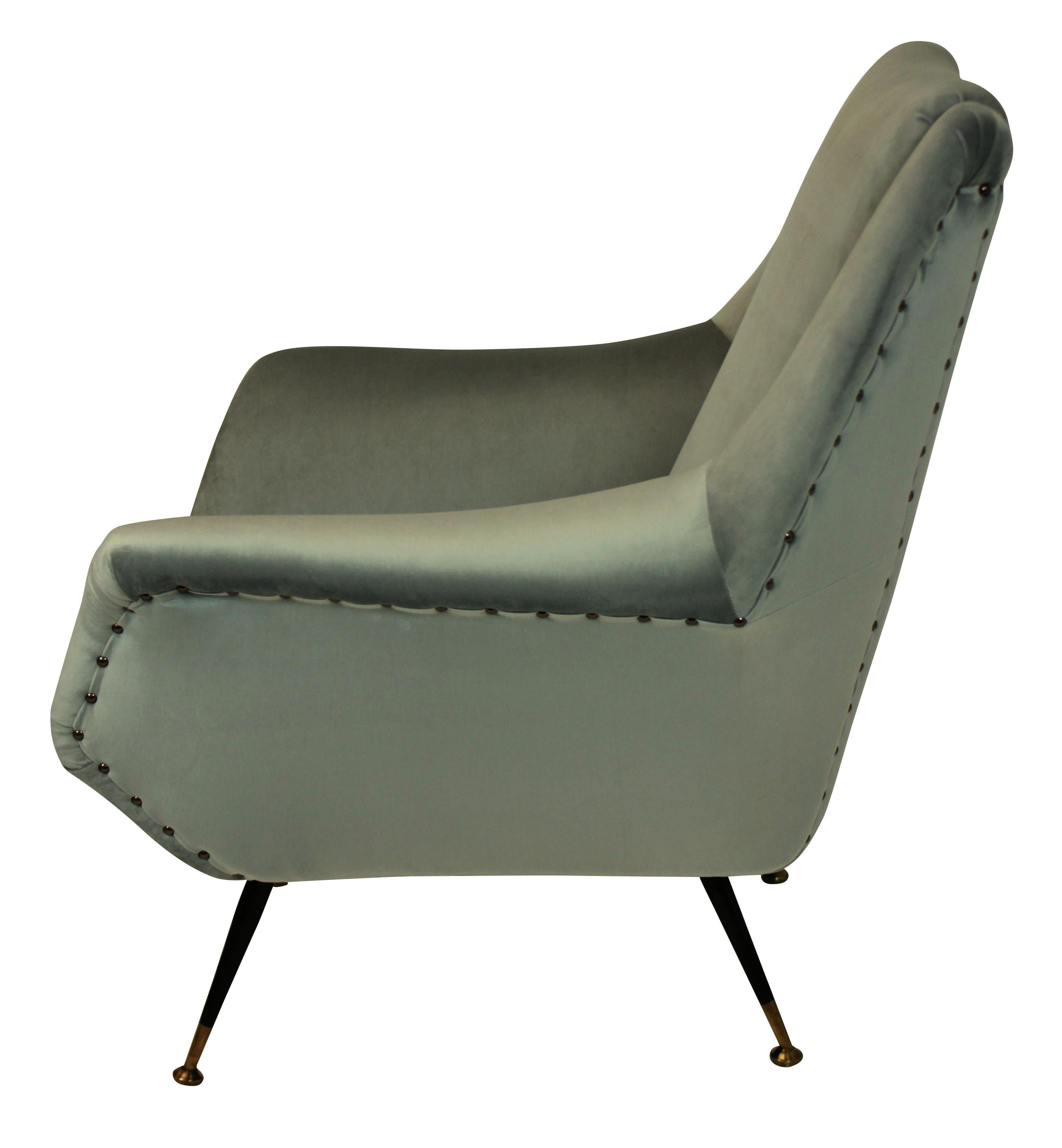 Pair of Ponti Style Midcentury Armchairs In Good Condition In Kent, Dover