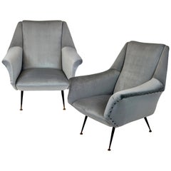 Pair of Ponti Style Midcentury Armchairs