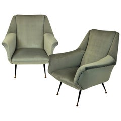Pair of Ponti Style Midcentury Armchairs