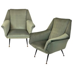 Pair of Ponti Style Midcentury Armchairs