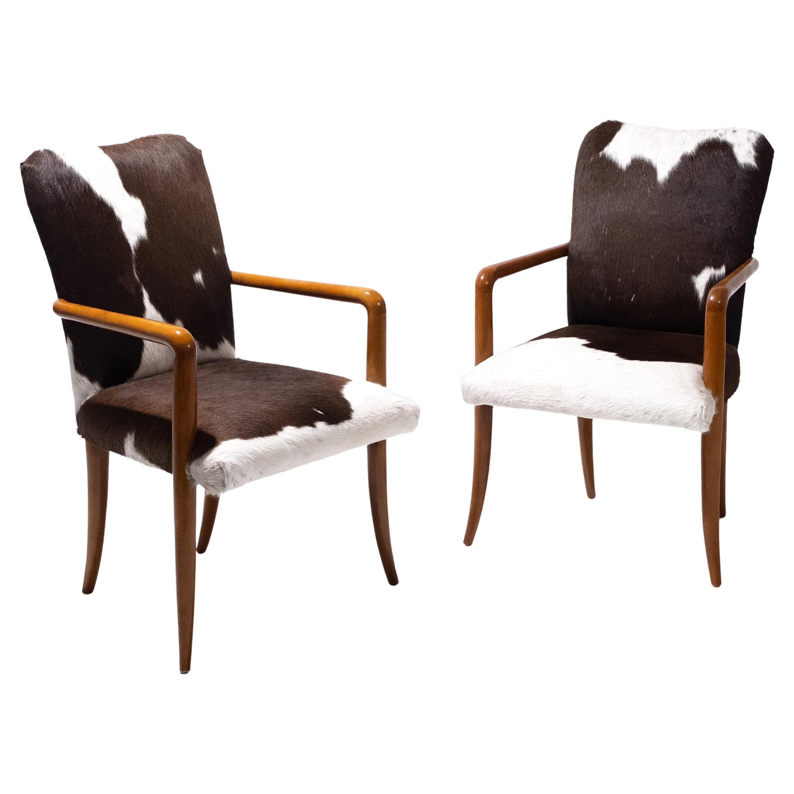 Pair of Pony Hide Arm Chairs im Angebot