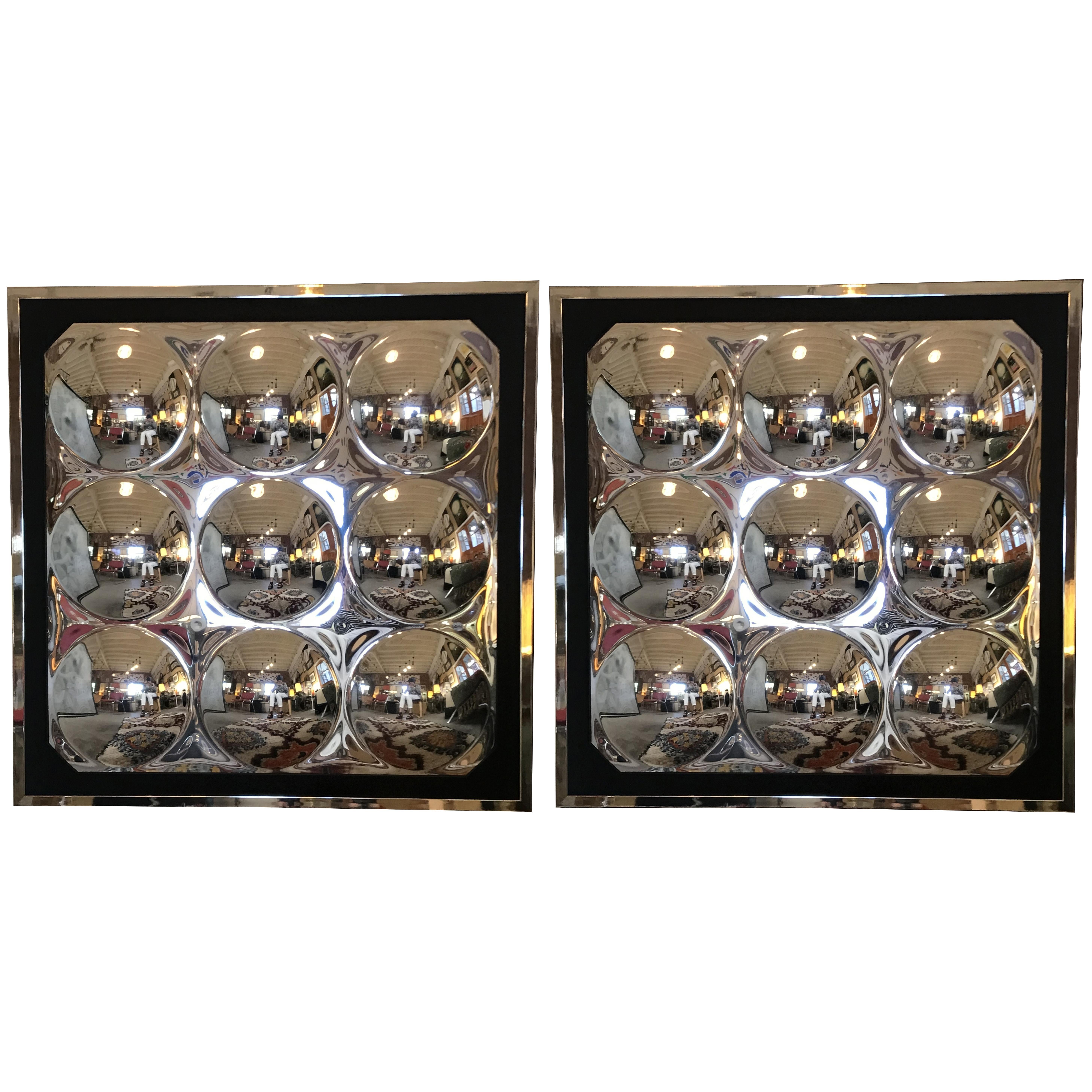 Pair of Pop Art Acrylic Bubble Mirrors in Verner Panton Style