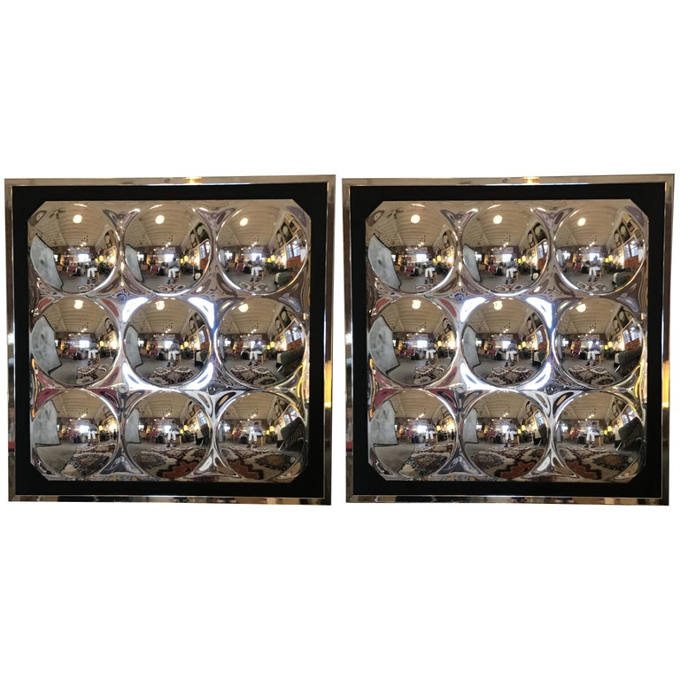 Pair Of Pop Art Acrylic Bubble Mirrors In Verner Panton