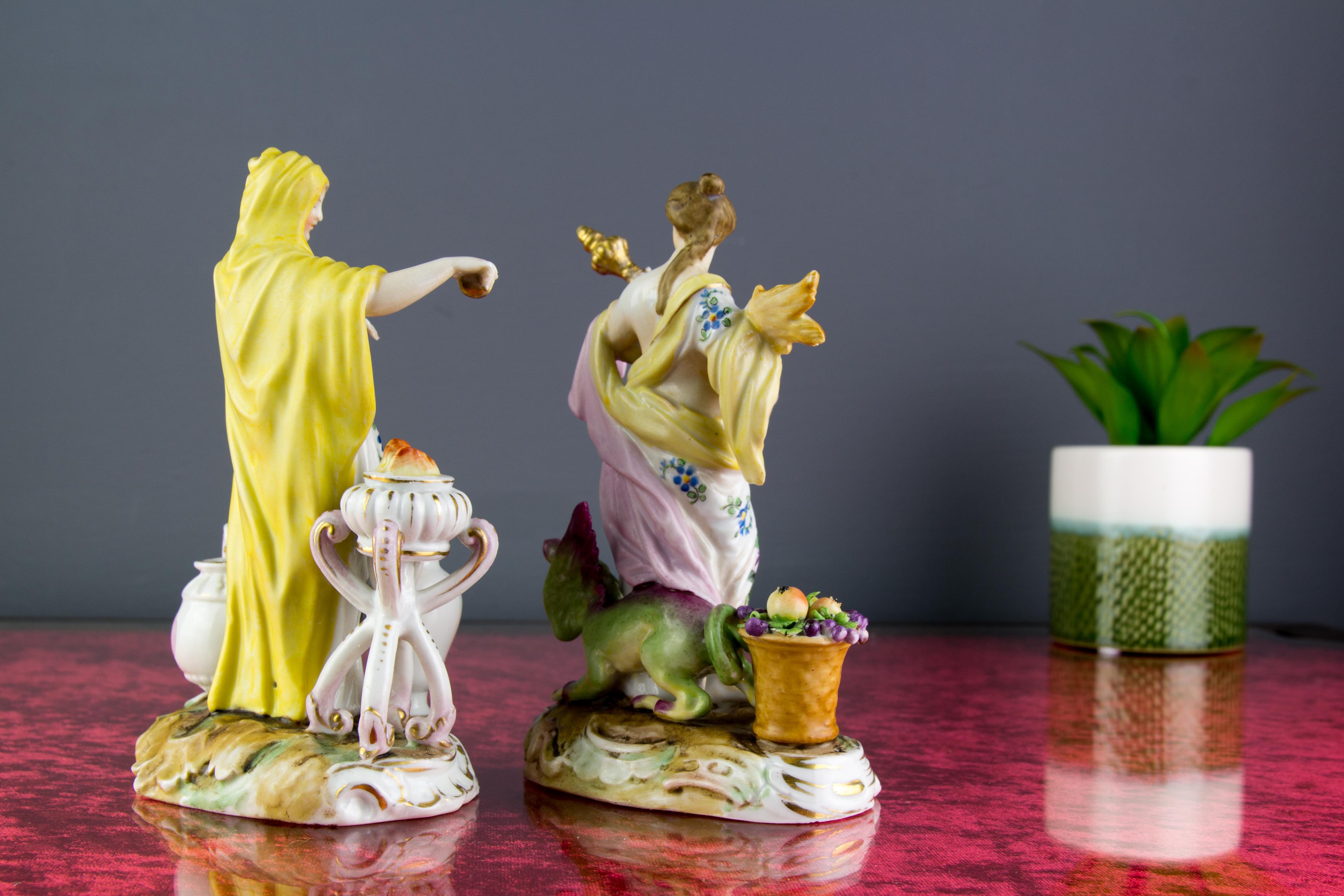 German Pair of Porcelain Allegorical Figures by Aelteste Volkstedter Pozellanfabrik For Sale