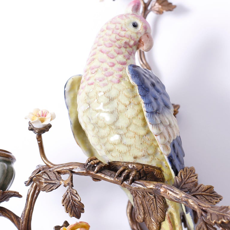 Pair of Porcelain and Brass Bird Wall Sconces at 1stDibs | bird sconces ...