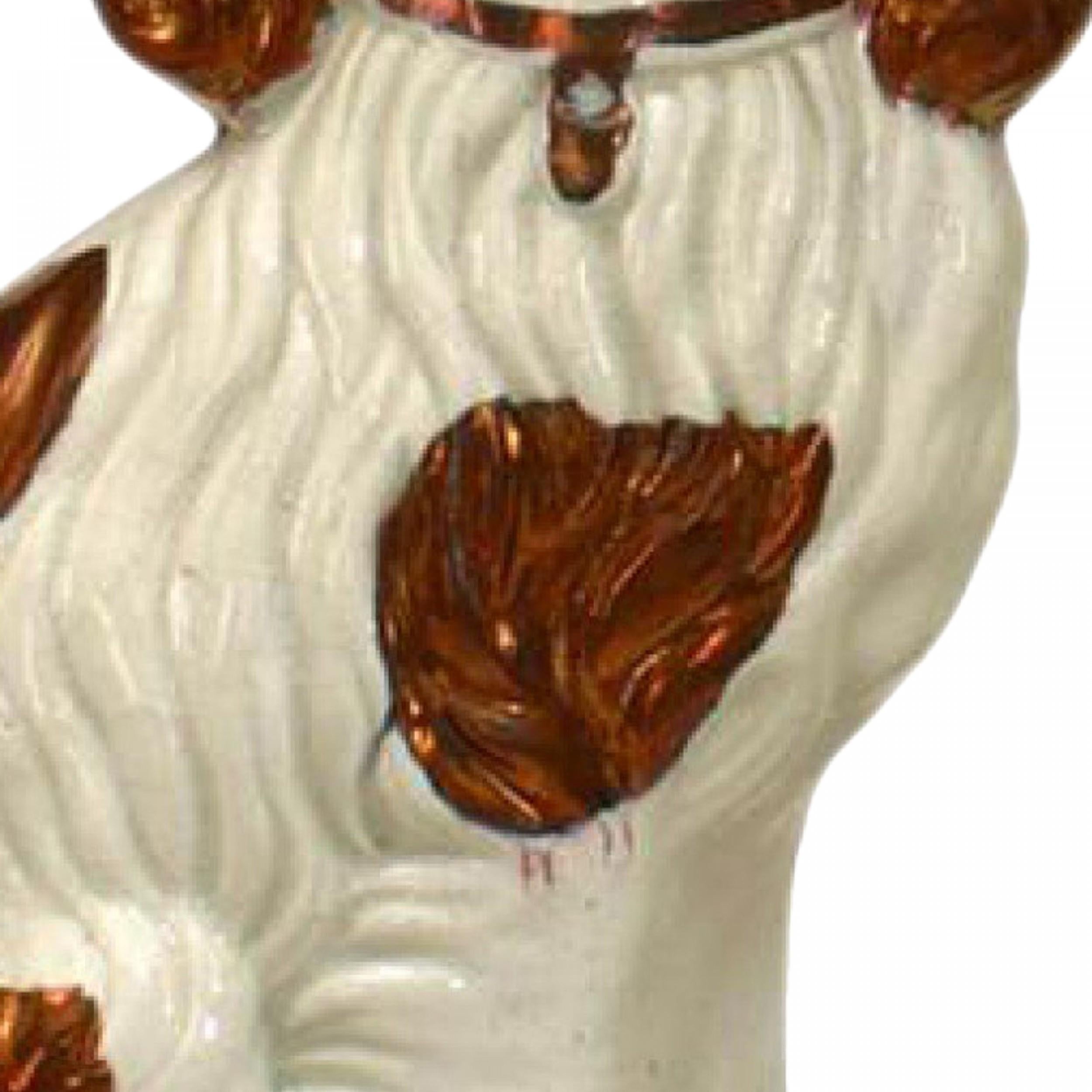 Britannique Paire de chiens Staffordshire en porcelaine et cuivre en vente