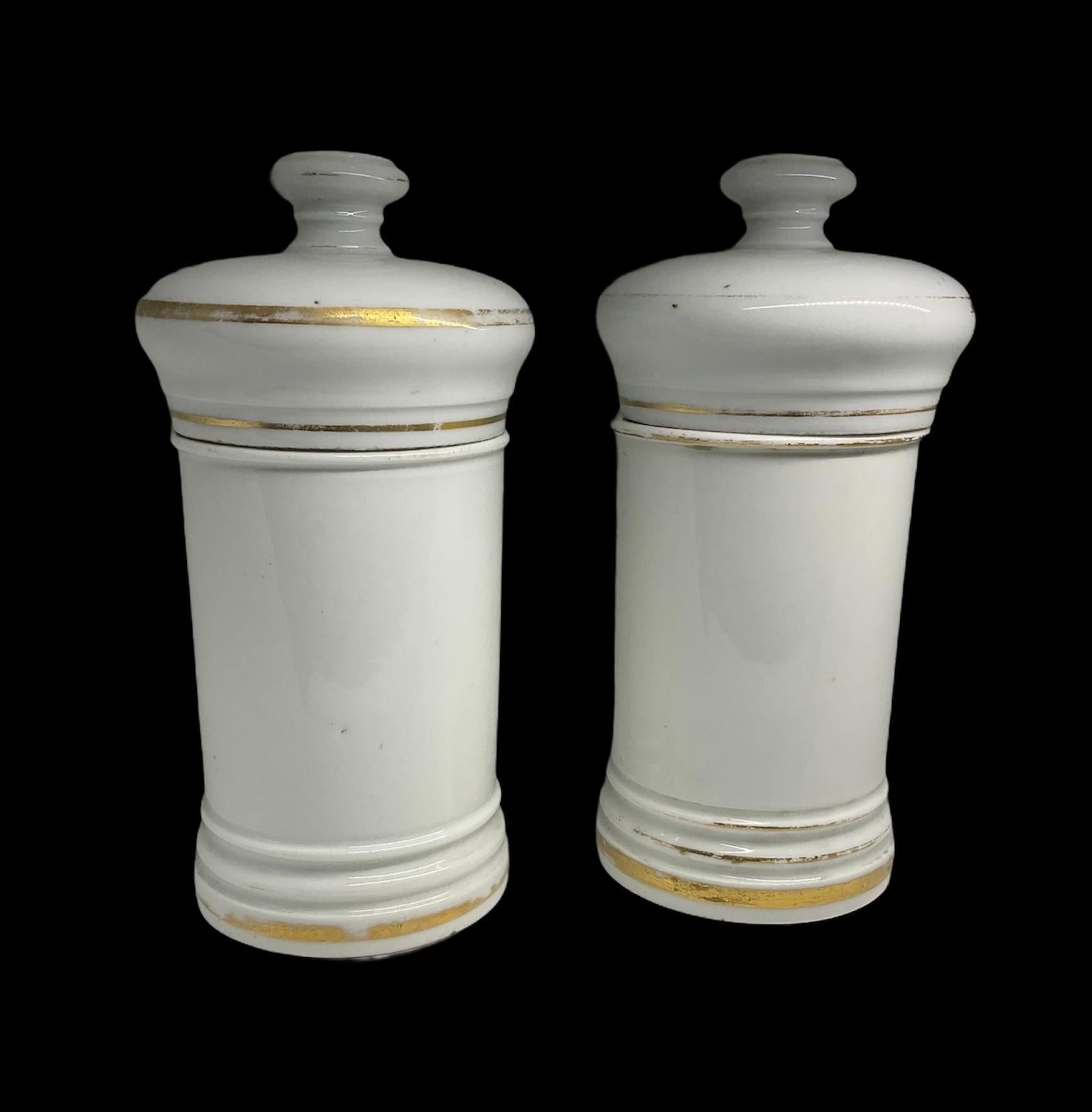 Neoclassical Pair of Porcelain Apothecary Jars For Sale