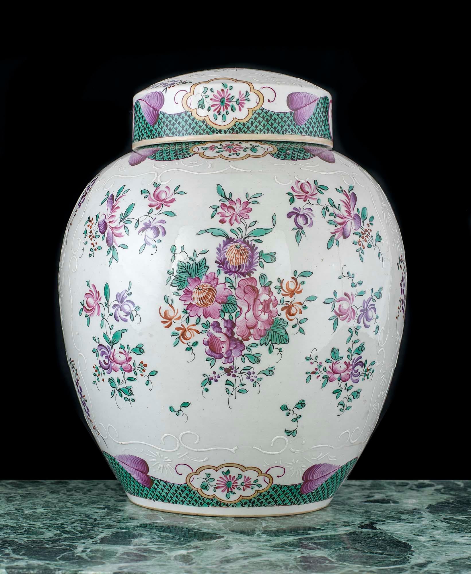 19th Century Pair of Porcelain Armorial Lidded Vases by Edmé Samson