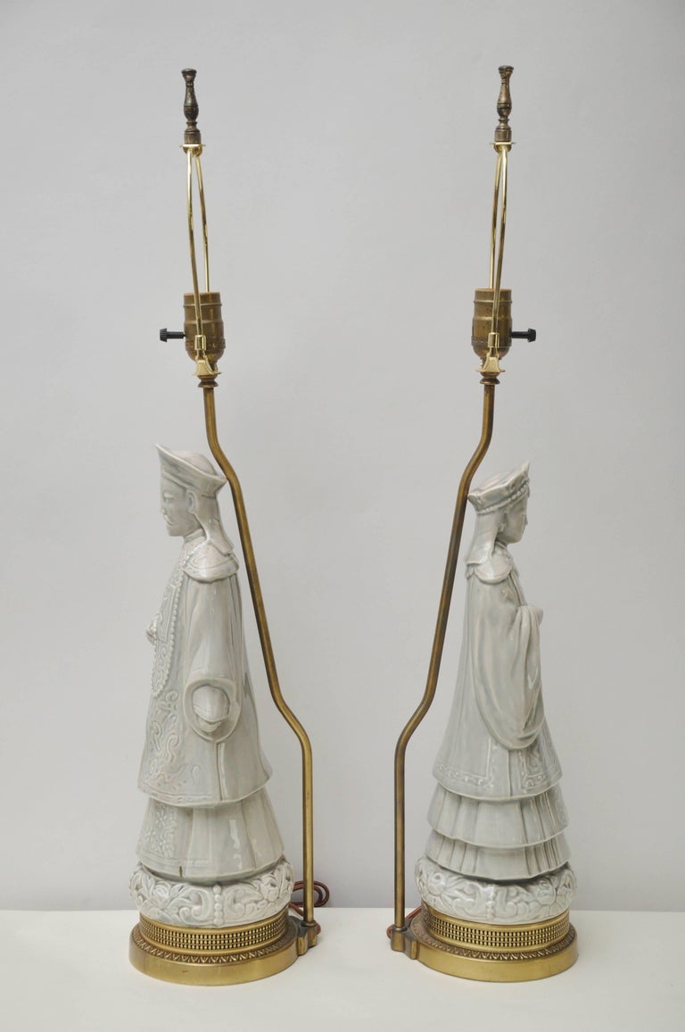Pair of Porcelain Asian Figural Table Lamps at 1stDibs