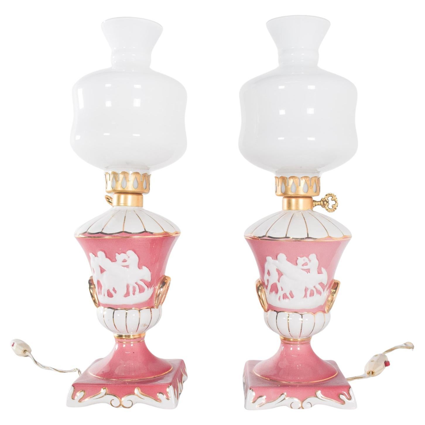 Pair of Porcelain Bedside Table Lamps