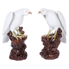 Vintage Pair of Porcelain Birds of Prey